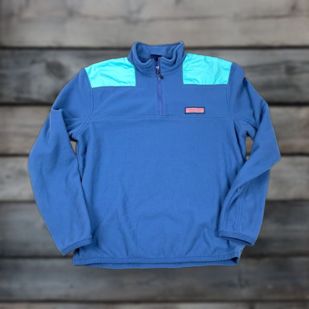 Vineyard Vines Vineyard Vines 1/4 Zip Sweater Adult Medium Blue Teal Preppy Classic Jersey Knit Pullover Mens Size US M / EU 48-50 / 2 - 1 Thumbnail