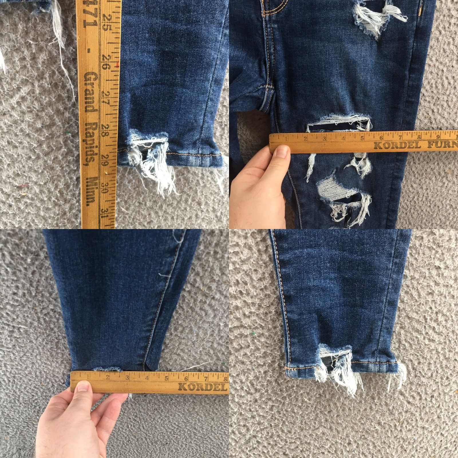 American Eagle Outfitters American Eagle Jeans Womens 2 Blue Skinny Distressed Ripped Frayed Hem Denim Shirt? Size 26" / US 2 / IT 38 - 9 Thumbnail
