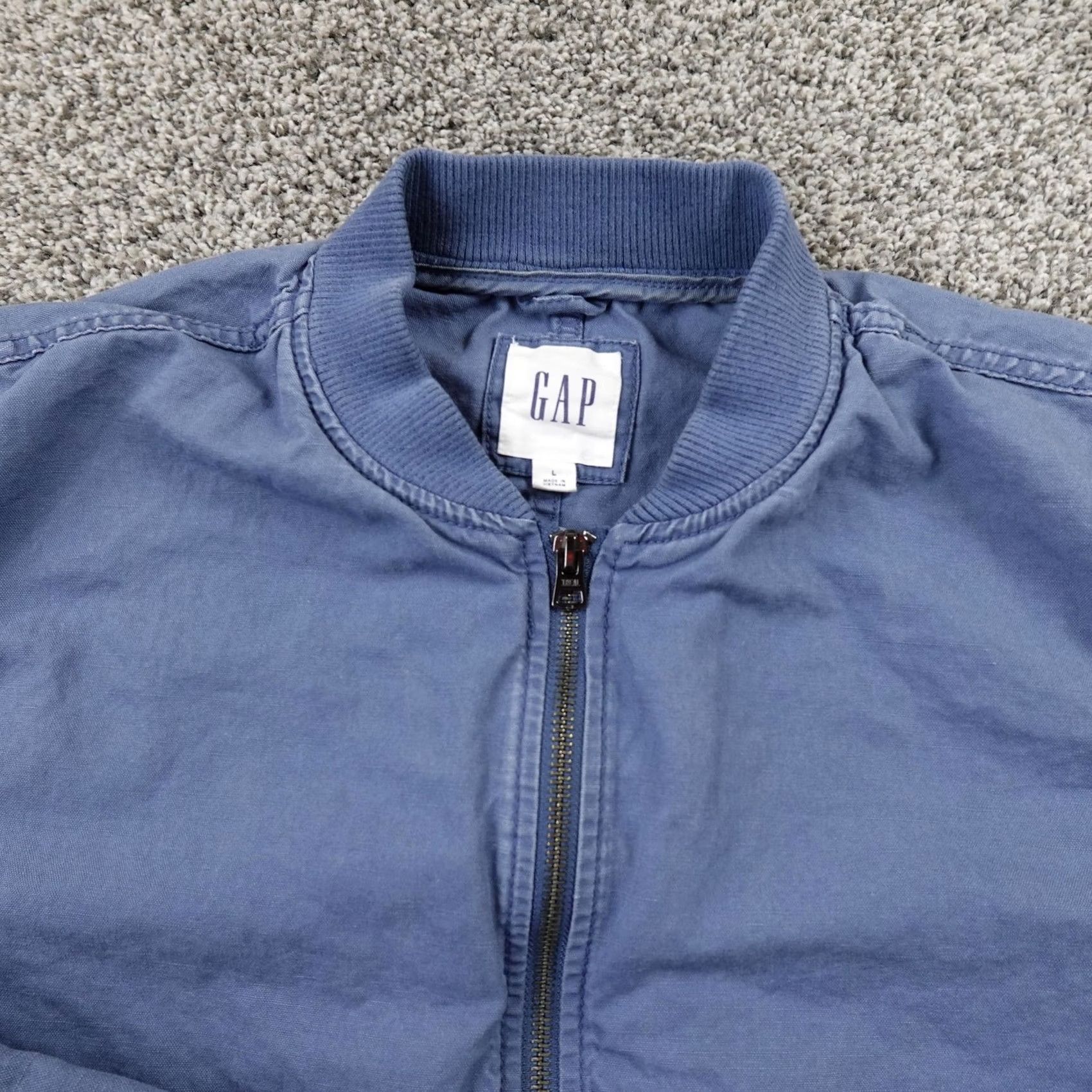 Gap GAP Jacket Mens L Blue Linen Denim Chambray Full Zip Bomber Coat Casual Shirt? Size US L / EU 52-54 / 3 - 3 Thumbnail