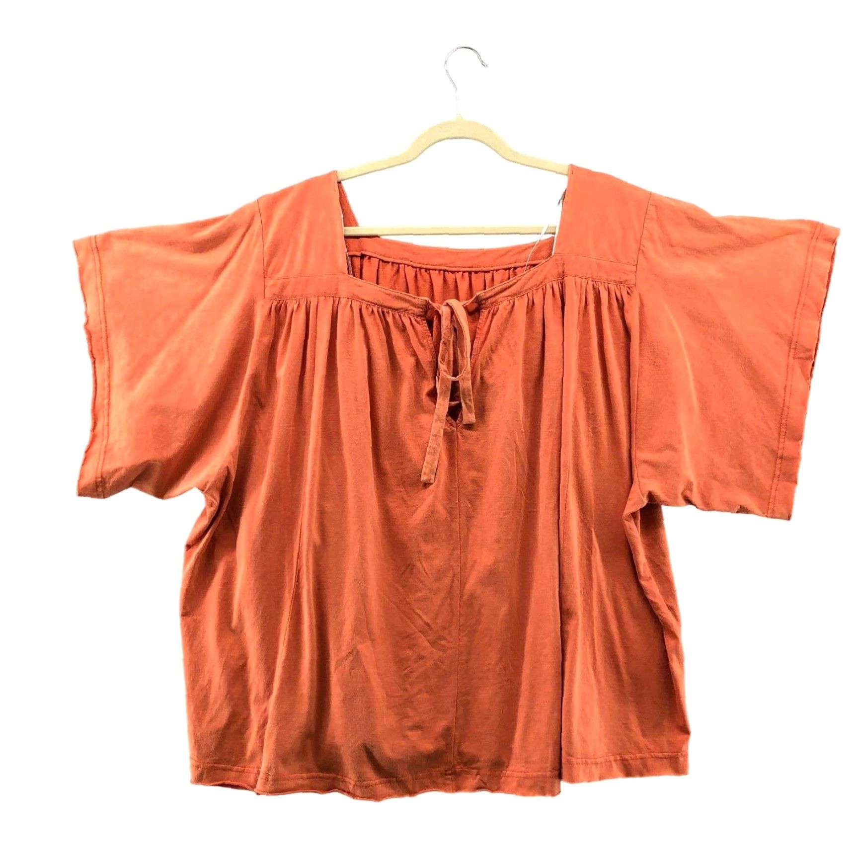Vintage VINTAGE Oddy Boho Cotton Blouse Womens 1X Short Sleeve Square Neck Tie Back Plus Size Bohemian Size XL / US 12-14 / IT 48-50 - 2 Thumbnail