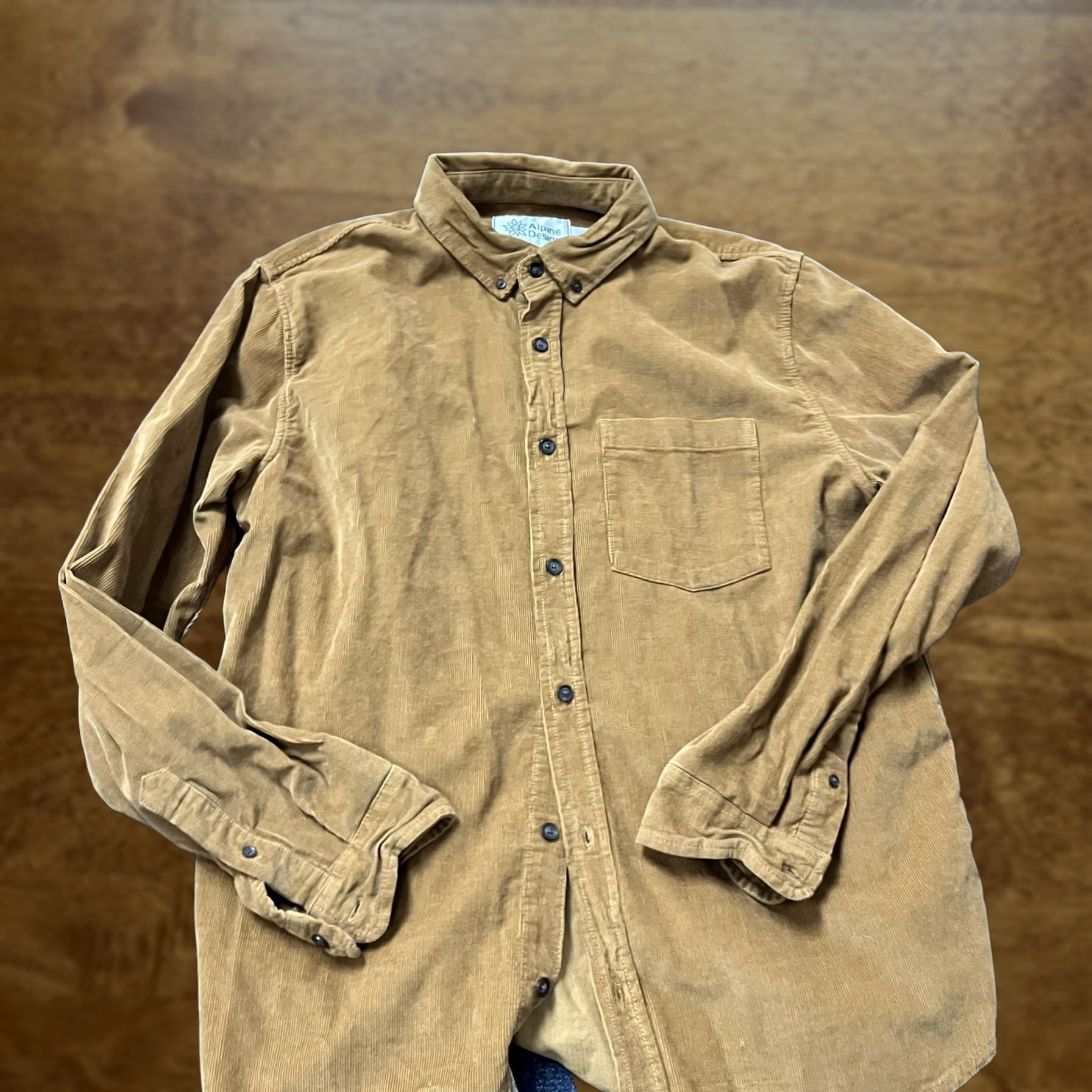 Vintage Alpine Design Shirt Mens Large Brown Corduroy Button Front Long Sleeve Size US L / EU 52-54 / 3 - 1 Thumbnail