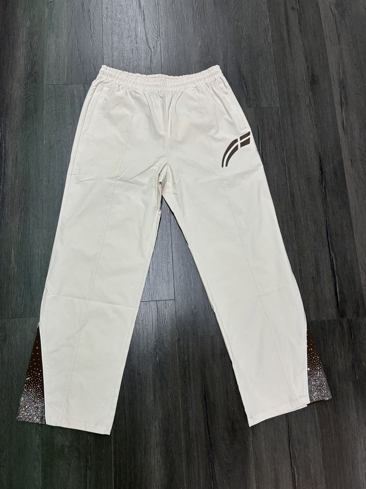 RVS LABS RHINESTONE TRACK PANTS