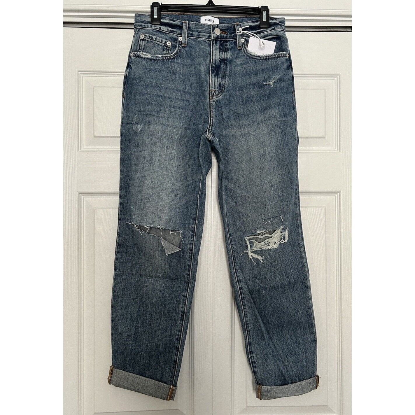 Pistola Presley High Rise Relaxed Roller Jean Crop Length in