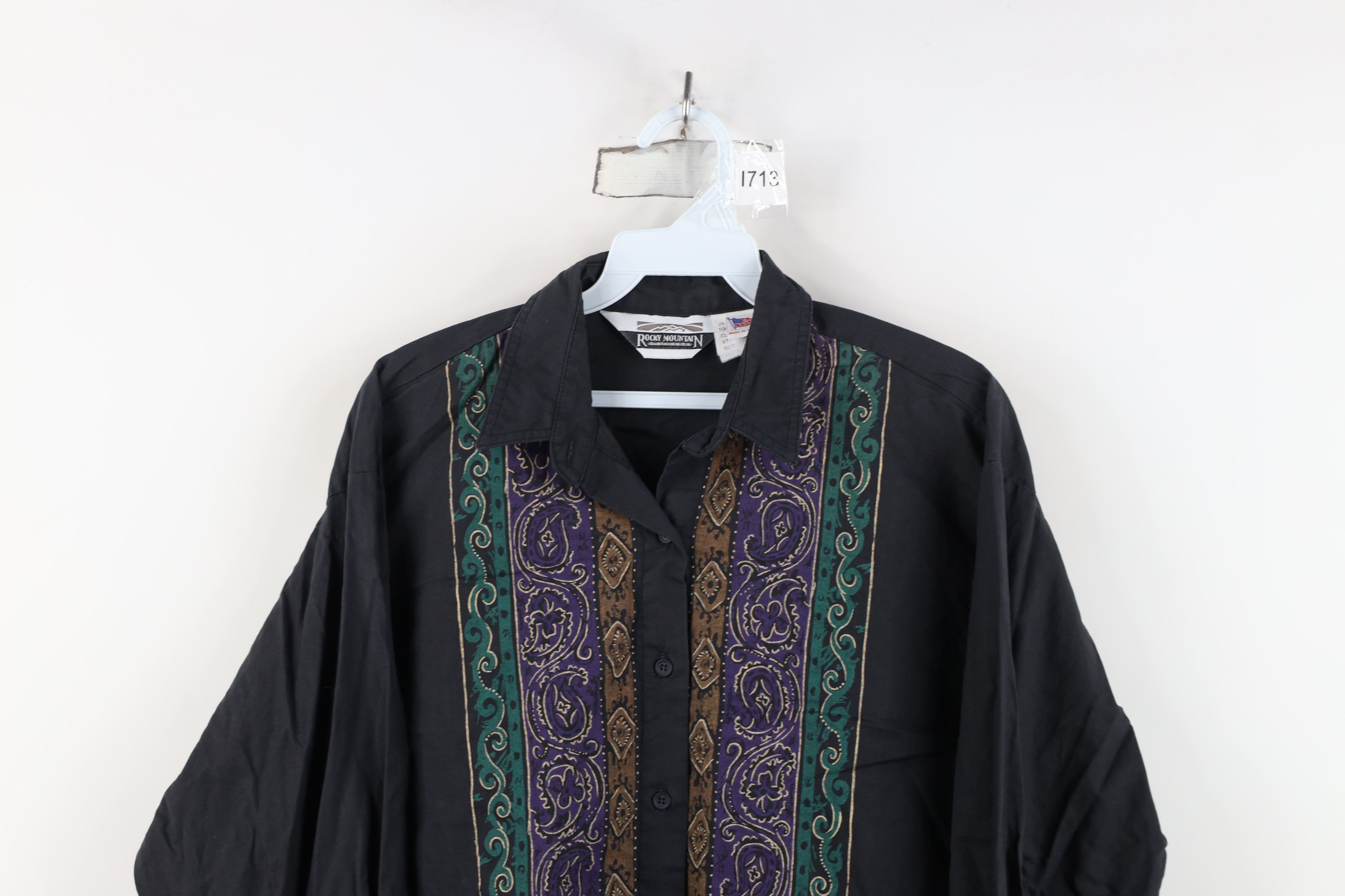 Vintage Vintage 90s Western Rodeo Paisley Diamond Button Shirt USA Size M / US 6-8 / IT 42-44 - 2 Thumbnail
