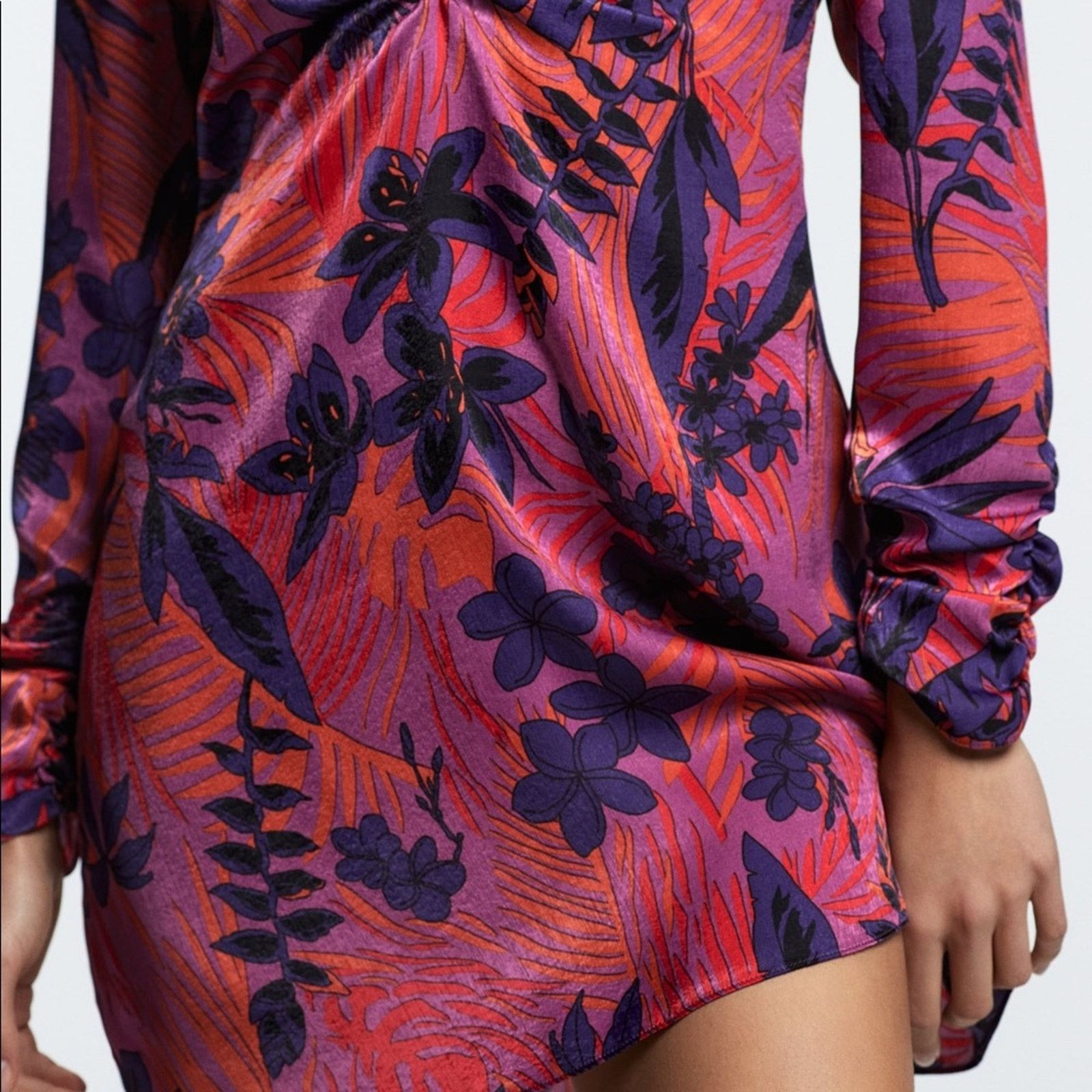 Zara ZARA PRINTED MINI DRESS MAUVE Size S / US 4 / IT 40 - 4 Thumbnail