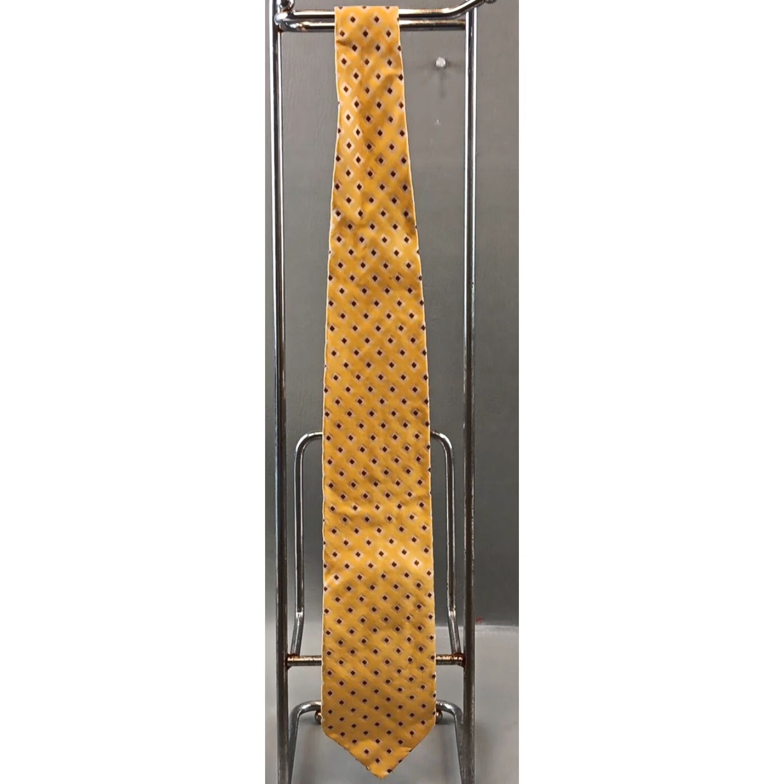 Canali Canali Necktie 100% Silk Geometric Diamond Pattern Yellow-Gold Men Tie 60.5in 3 1/8in Made in Italy Size ONE SIZE - 2 Thumbnail