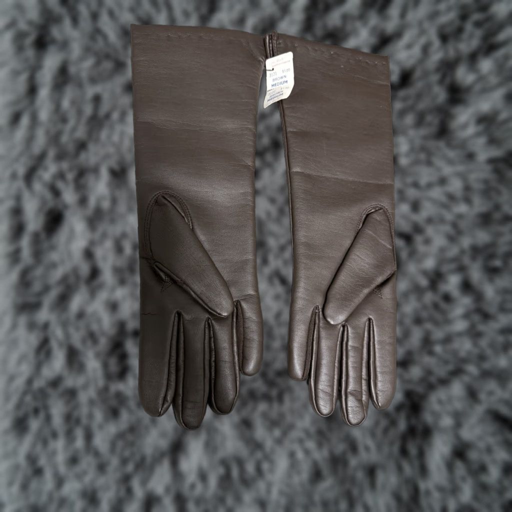 MCM VINTAGE 1950s Van Realte Brown Gauntlet Gloves 12" MCM Formal Old Hollywood Women Brown Gauntlet Gloves Victorian 12" Vintage Women Formal Size ONE SIZE - 1 Thumbnail
