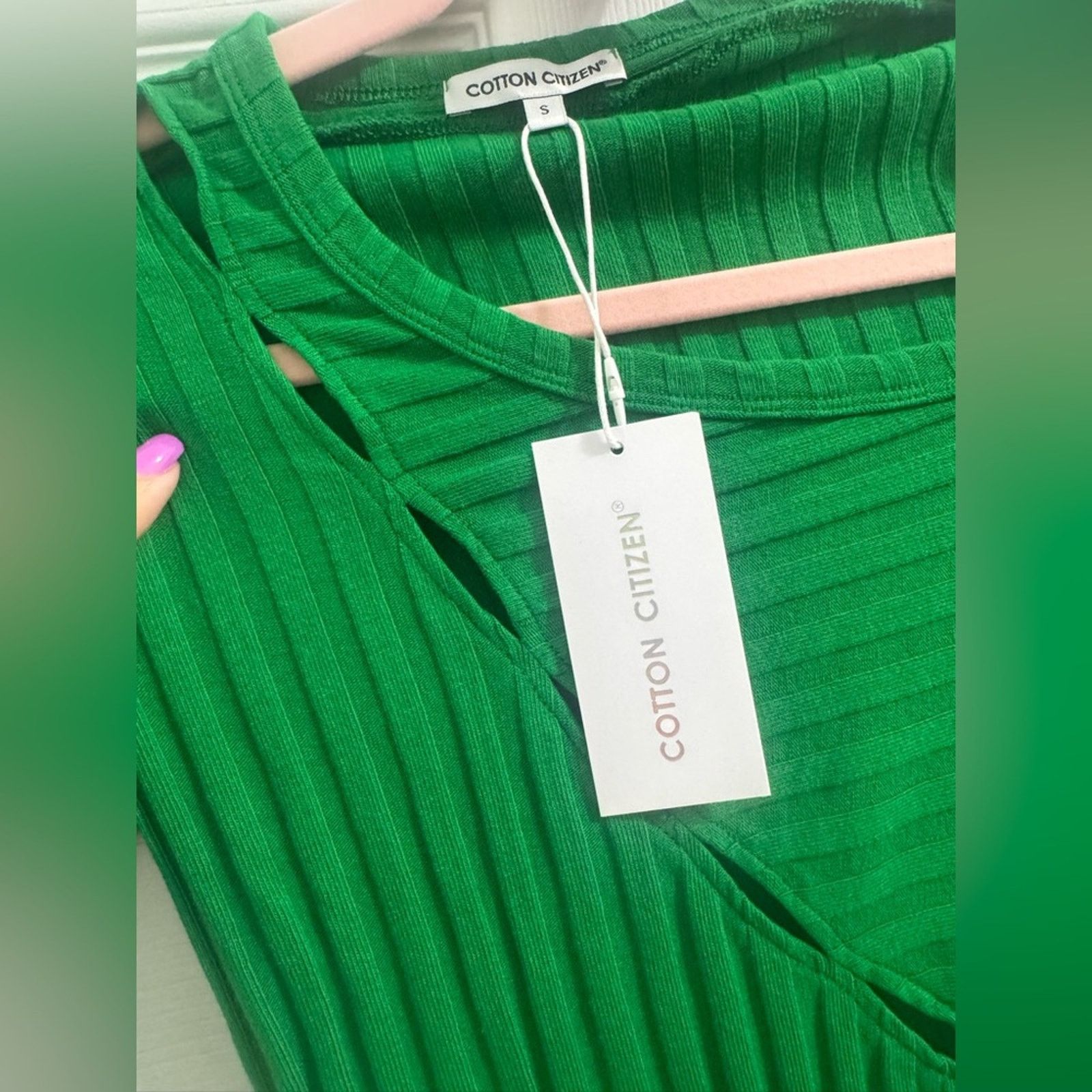COTTONCITIZEN 159 NWT Cotton Citizen $285 Green Ribbed Knit Dress Size S Size S / US 4 / IT 40 - 4 Thumbnail