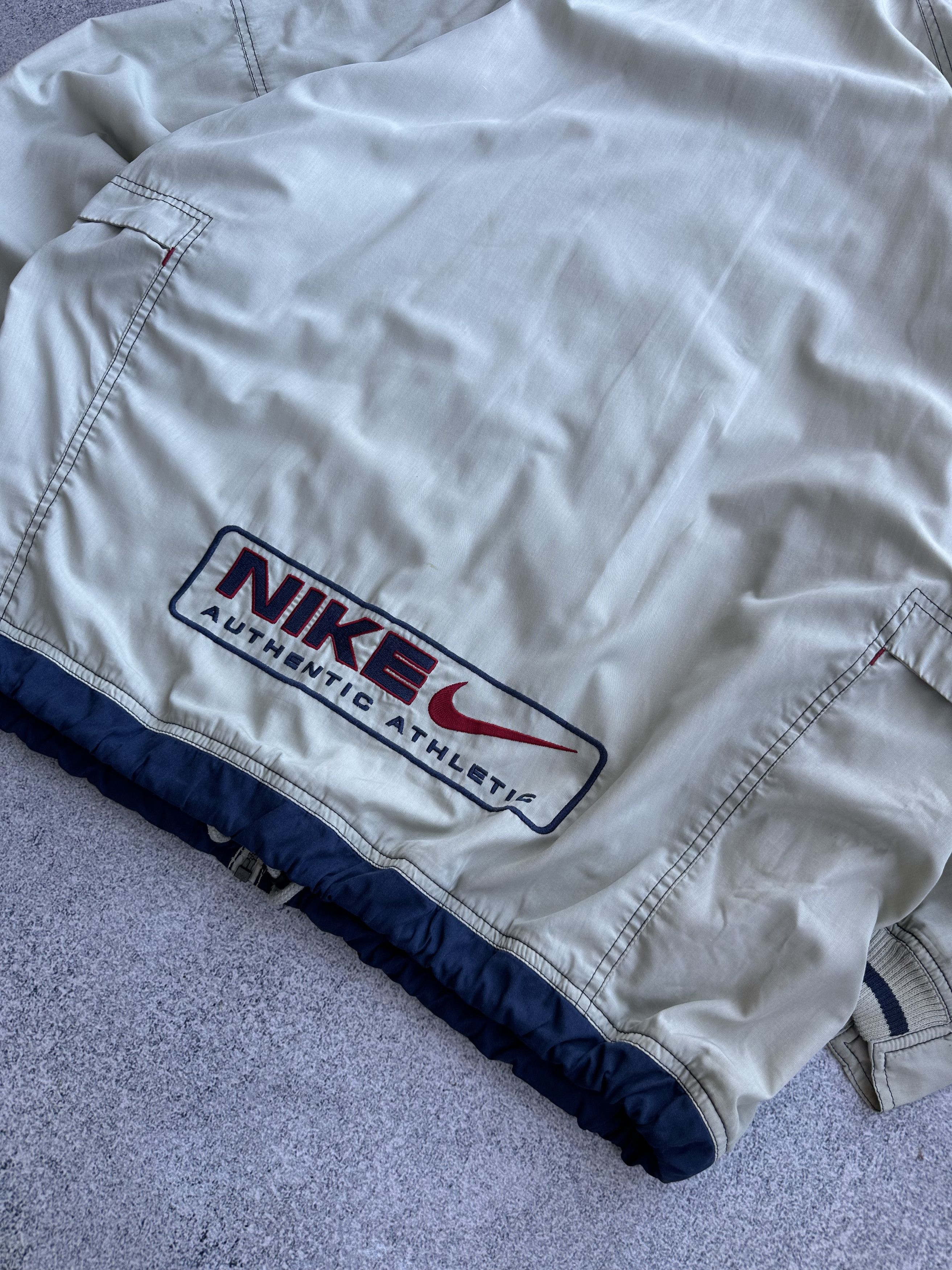 Nike × Vintage Nike Authentic Athletic Beige Vintage Track Jacket Size US L / EU 52-54 / 3 - 13 Thumbnail
