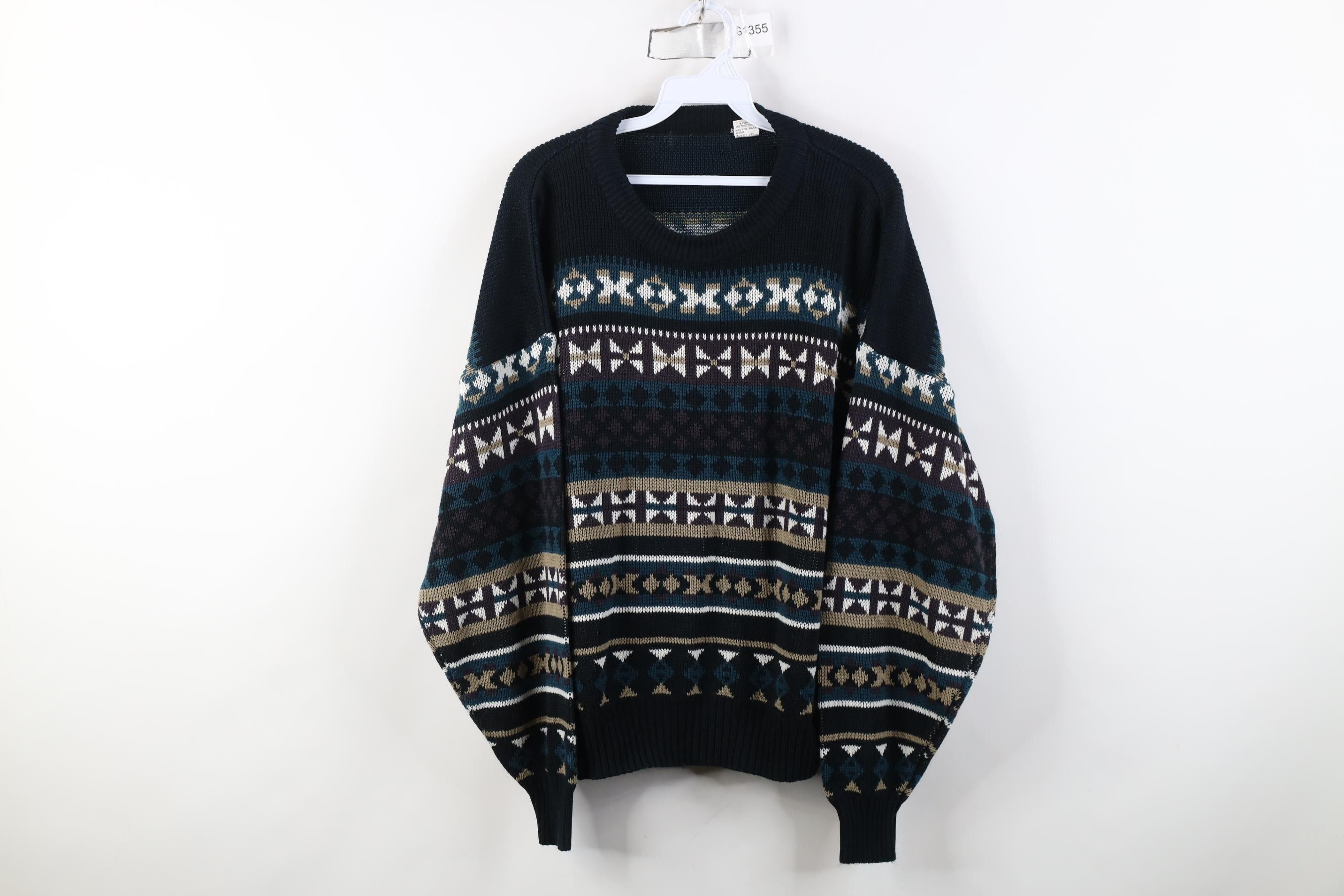 Vintage Vintage 90s Streetwear Fit Fair Isle Geometric Knit Sweater Size XL / US 12-14 / IT 48-50 - 1 Thumbnail