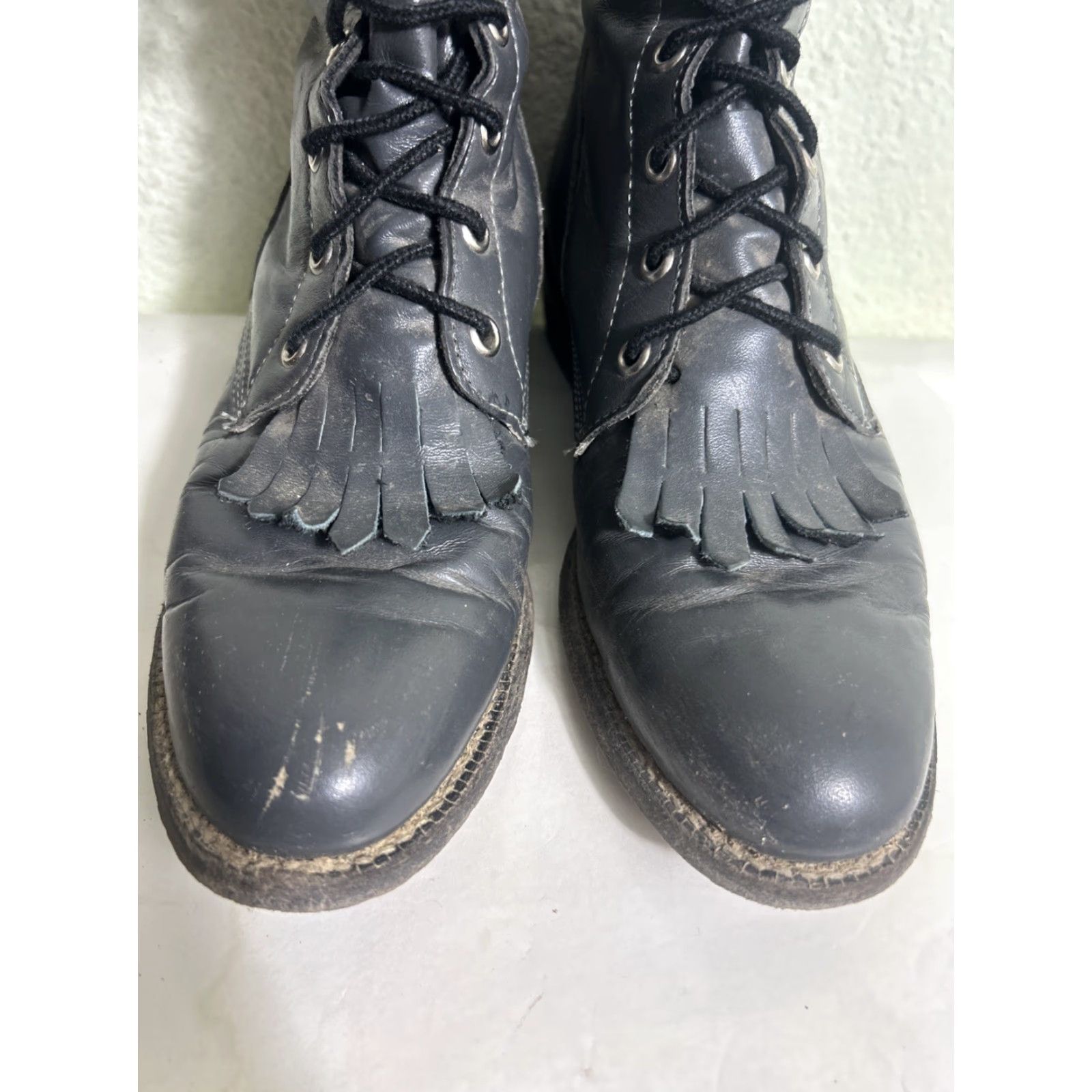 Justin Boots VINTAGE Justin Boots Western Shoes Women Gray Leather Lacer Up Boots 7 B Size US 7 / IT 37 - 7 Thumbnail