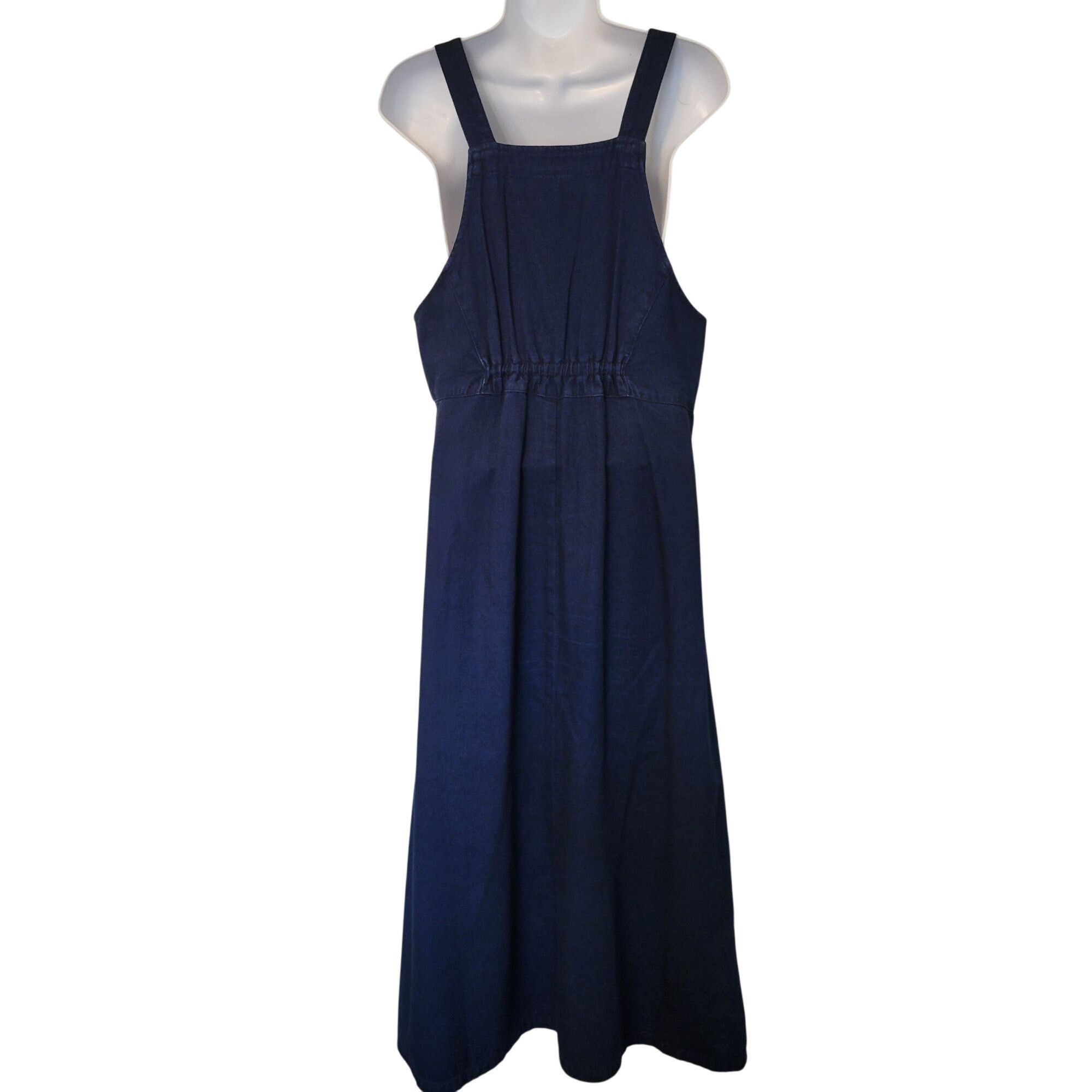 Vintage Baccini M Blue Jean Denim Embroidered Maxi Pinafore Jumper D Size M / US 6-8 / IT 42-44 - 4 Thumbnail