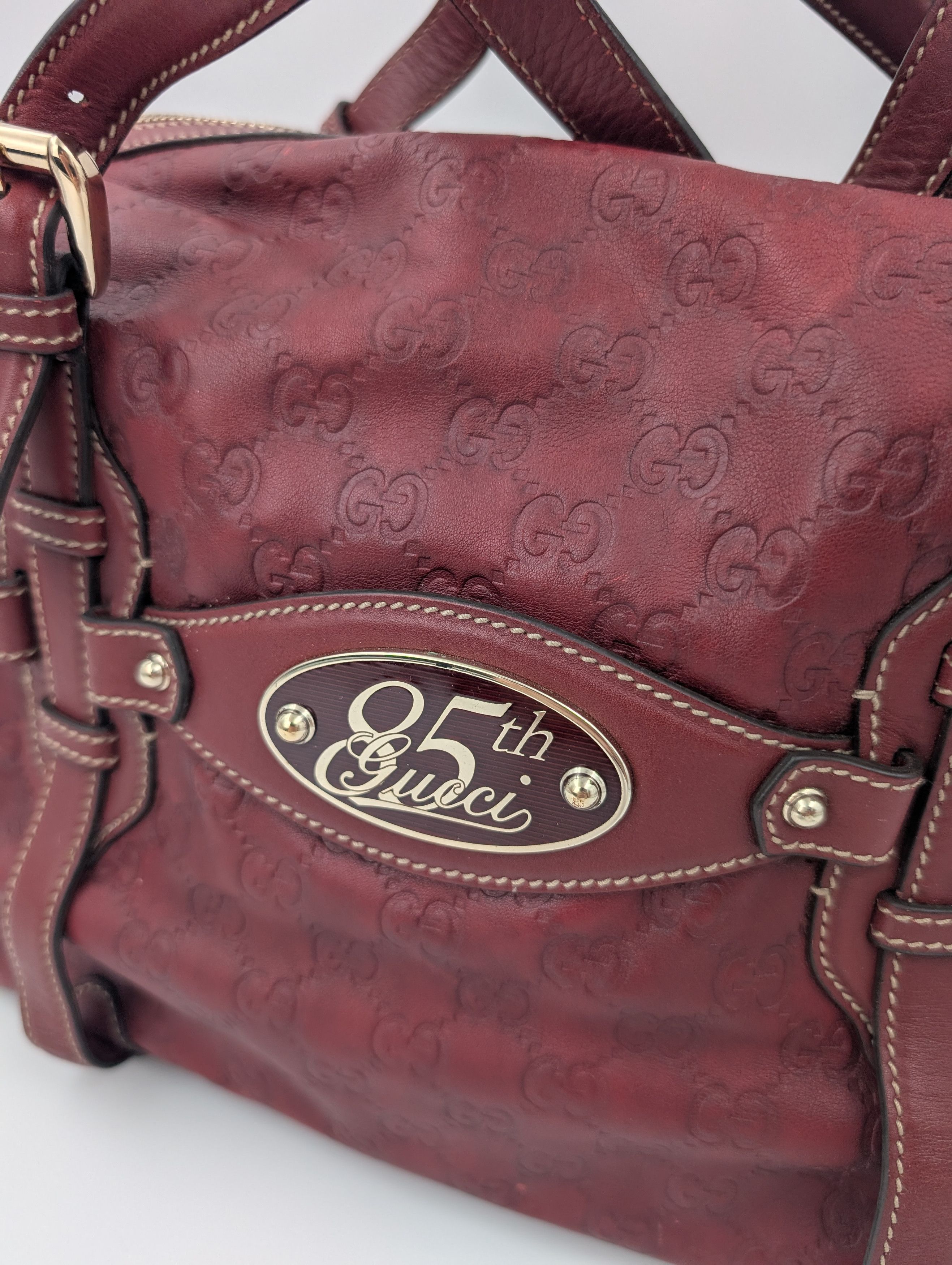 Gucci Gucci Burgundy Guccissima 85th Anniversary Boston Bag Size ONE SIZE - 3 Thumbnail