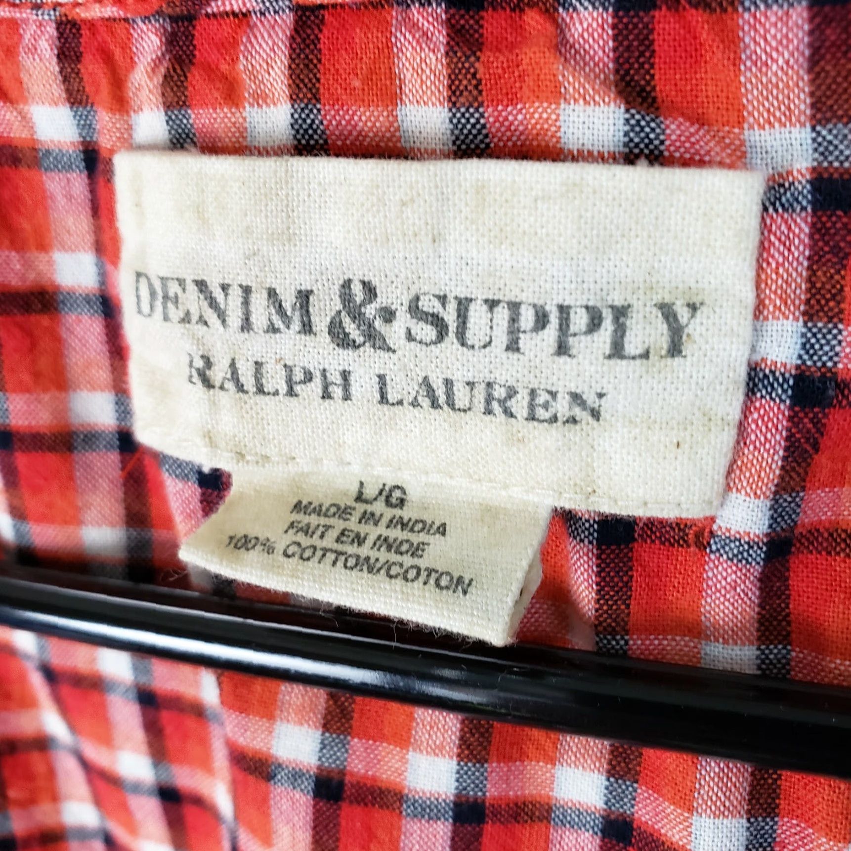 Vintage Denim & Supply Ralph Lauren Womens Button-Up Top Sz L Red Plaid Shirt Adult Womens Long Sleeve Button Front 100% Cotton Size L / US 10 / IT 46 - 5 Thumbnail