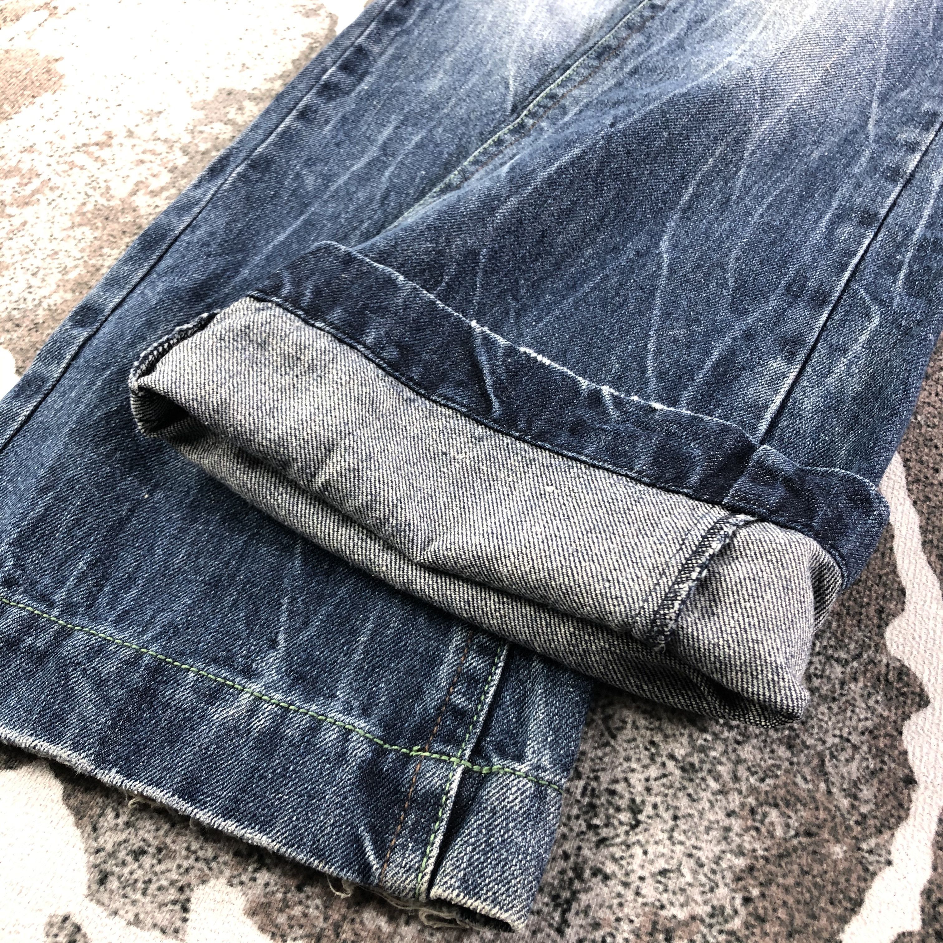 Japanese Brand Riche Glamour Jeans Faded Blue Flare Denim KJ1677 Size 29" - 7 Thumbnail