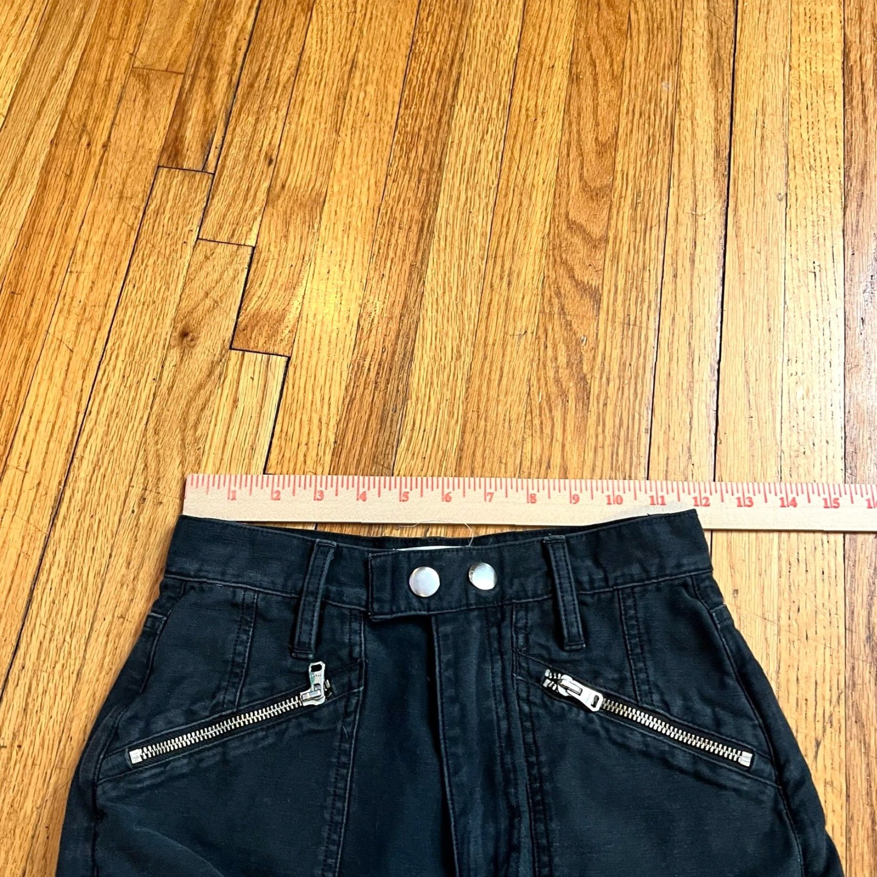 Frame FRAME Jeans Womens 24 High Rise Crop Zipper Moto Cropped Black 24x23.5 Women Jeans Size 42" / US 20 - 7 Thumbnail