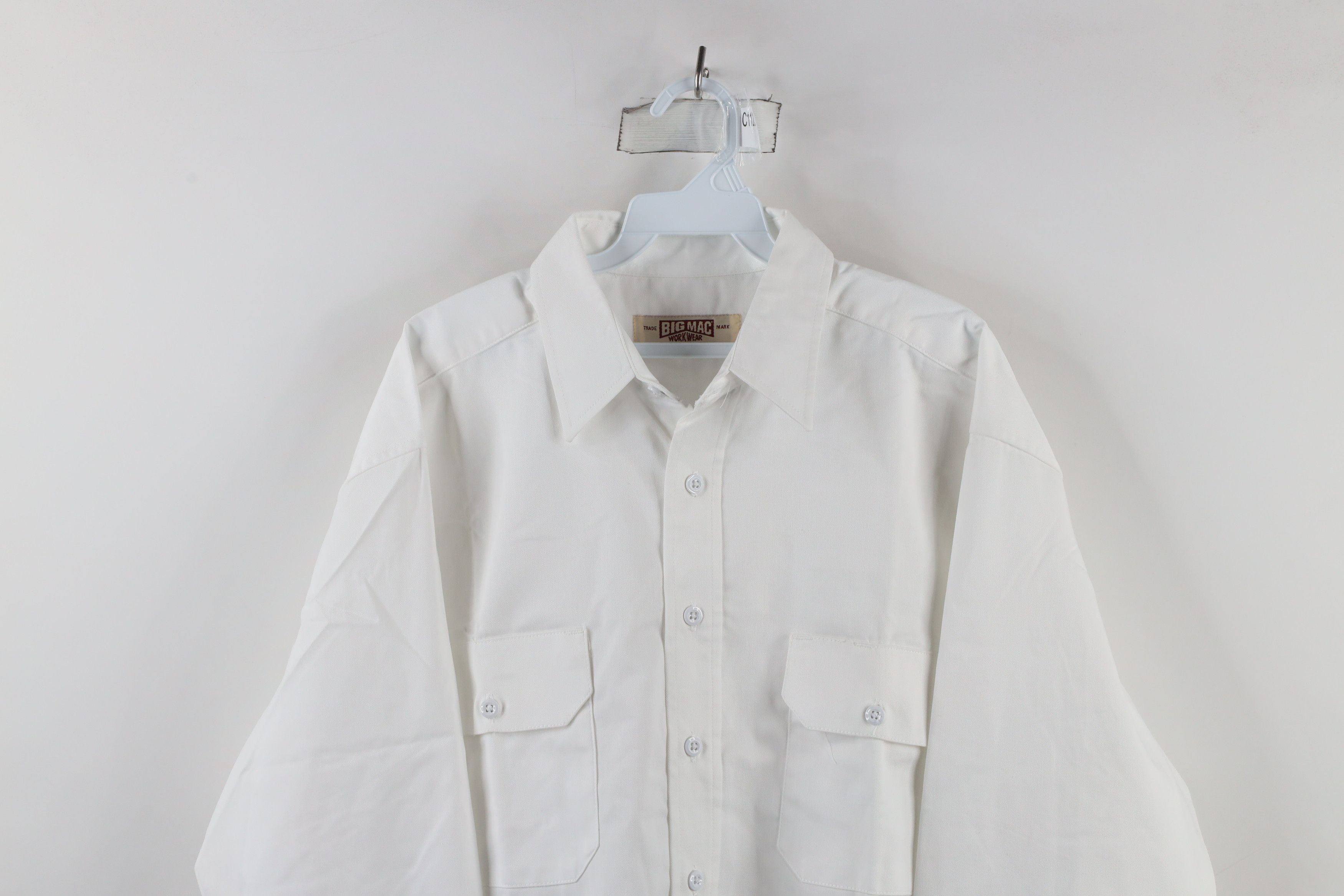 Big Mac × Vintage Vintage 90s Big Mac Mechanic Collared Button Shirt White Size US L / EU 52-54 / 3 - 2 Thumbnail