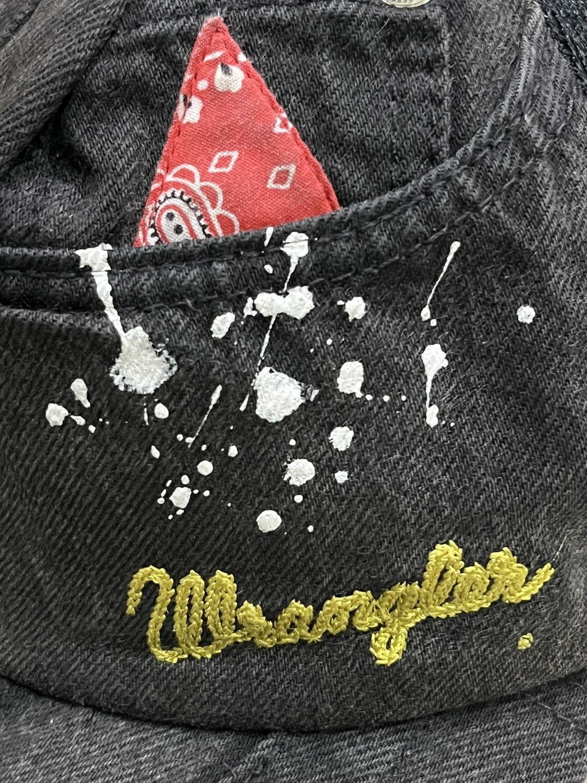 Wrangler 🔥Vintage Reworked Jeans Design Trucker Hat Made by WRANGLER Size ONE SIZE - 3 Thumbnail