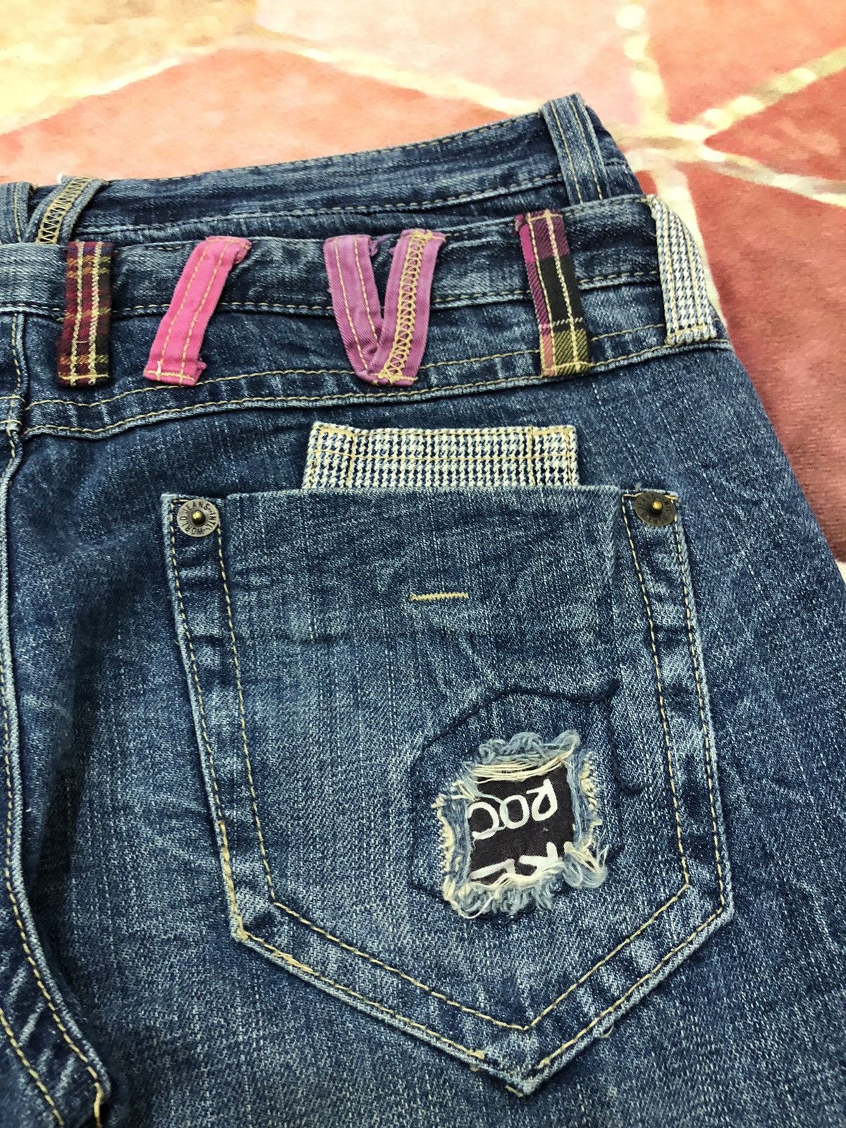 Japanese Brand × Seditionaries Vintage Colza Double Waist Distressed Faded Blue Jeans Size US 31 - 12 Thumbnail