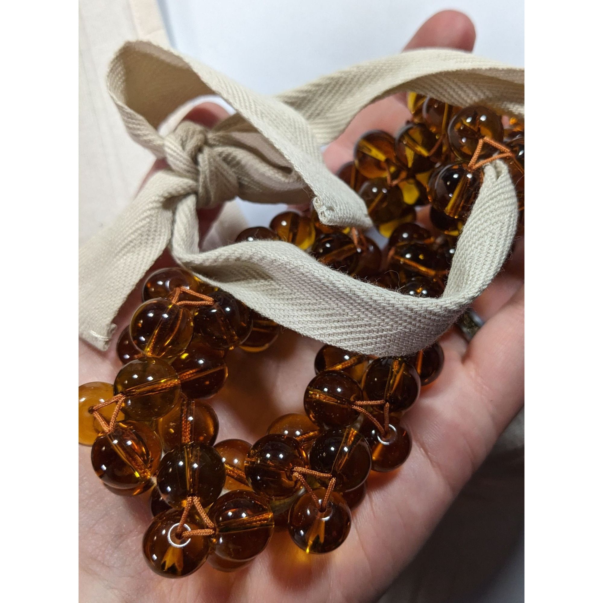 Other Vintage Honey Glass Marble Beaded Tie On Necklace Size ONE SIZE - 5 Thumbnail
