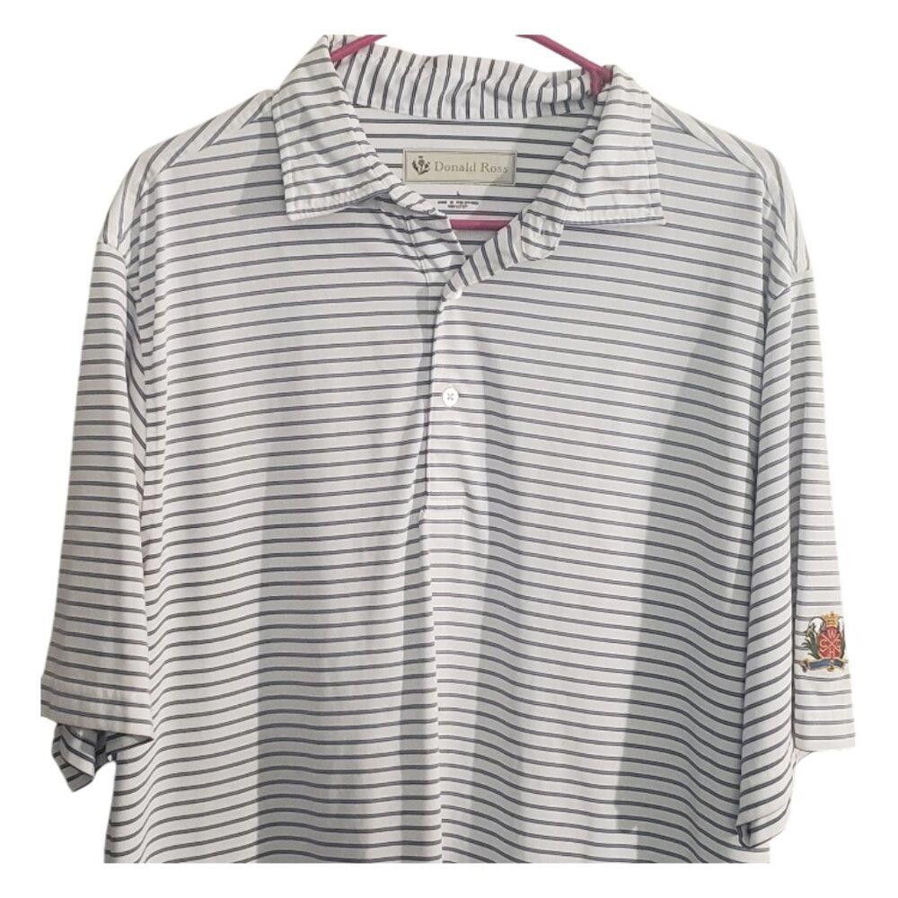 Designer CT1896 Donald Ross Striped White & Blue Polo Shirt L Size US L / EU 52-54 / 3 - 2 Thumbnail