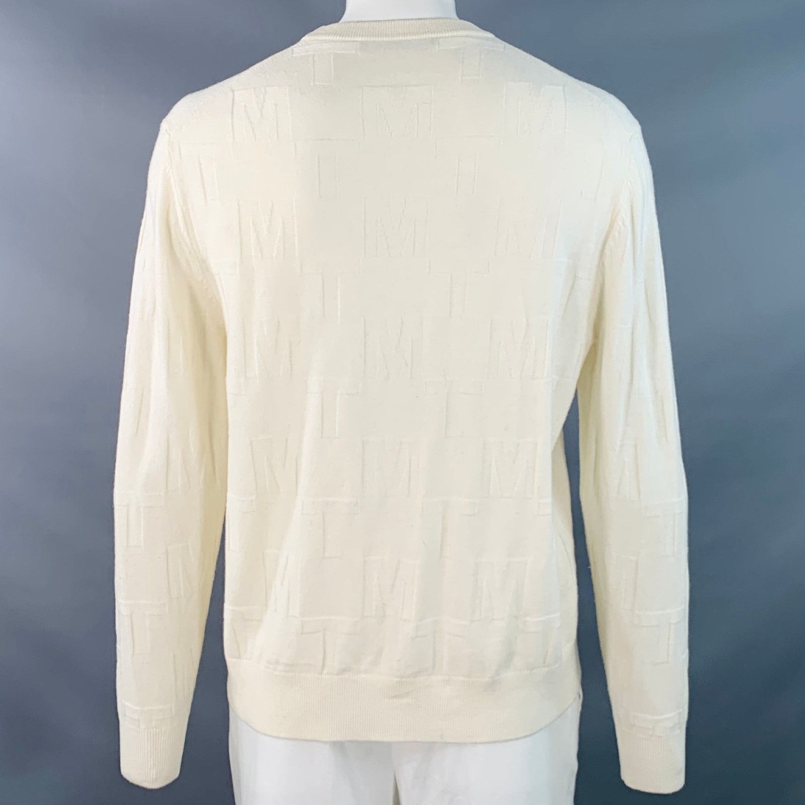 Mr Turk Cream Monogram Merino Wool Crew Neck Pullover Size US XL / EU 56 / 4 - 4 Thumbnail