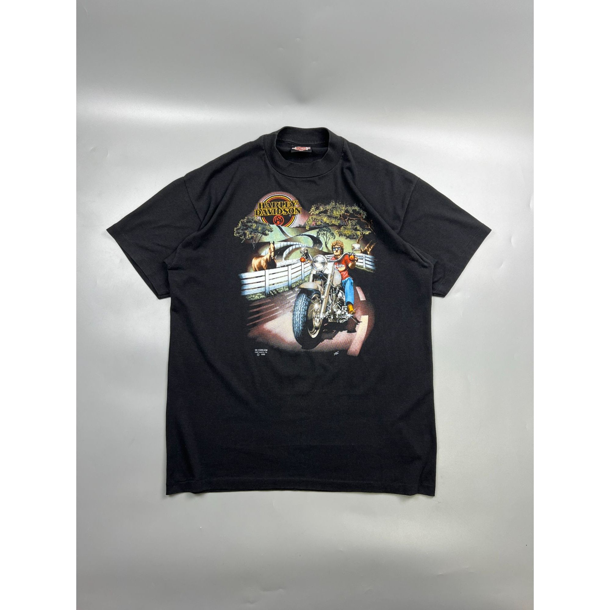 Harley Davidson Men’s 1990 Harley Davidson 3D Emblem Made in USA Biker Eart Size US XL / EU 56 / 4 - 1 Thumbnail