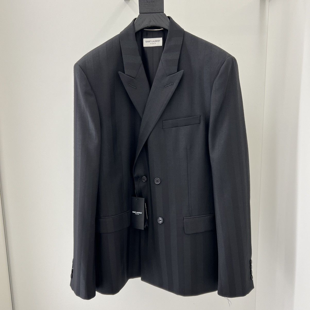 image of Saint Laurent Paris Saint Laurent Double Breasted Blazer Large in Black, Men's