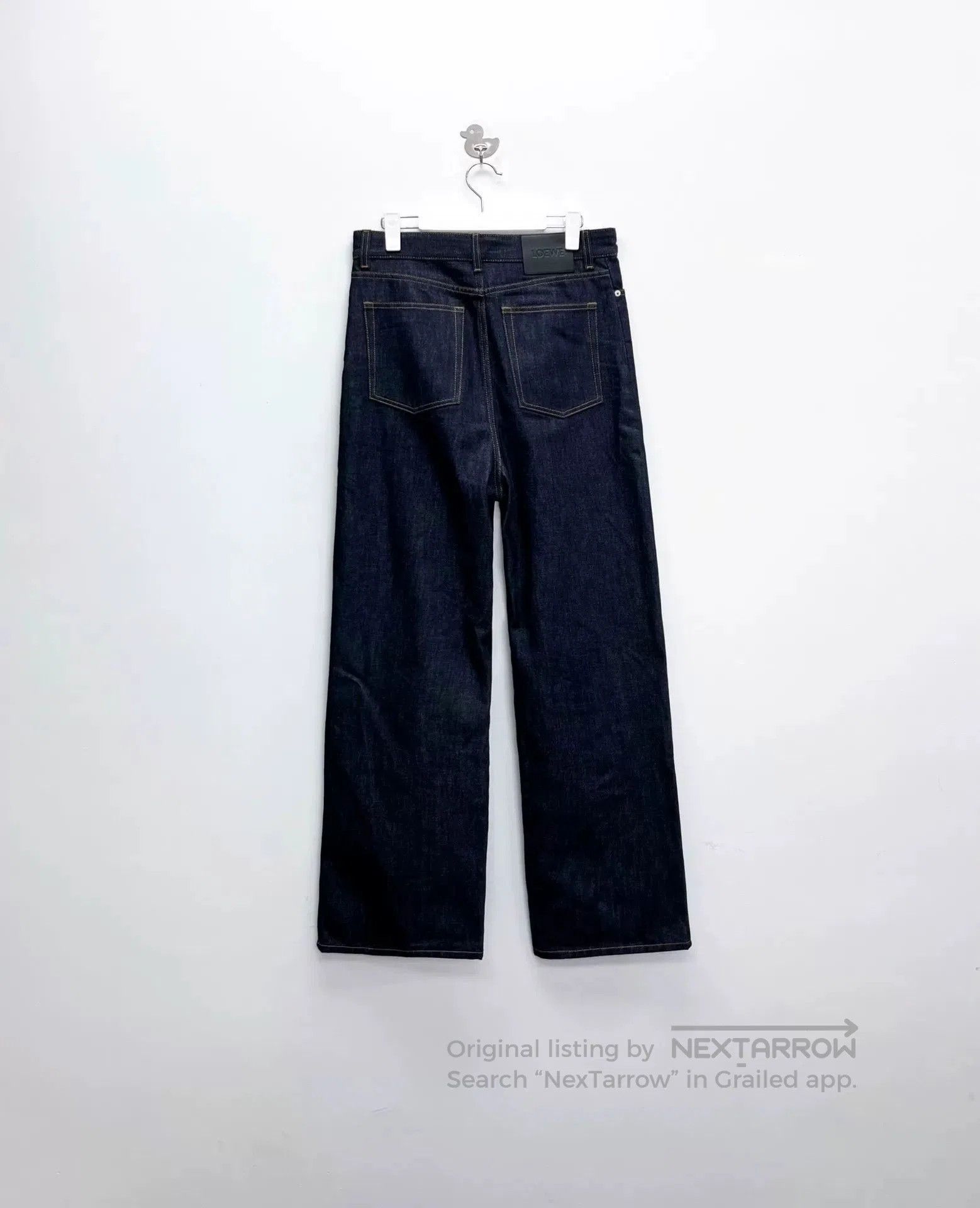 Loewe Loewe Dark Blue Oversized Flared Leather Patch Jeans. Size US 30 / EU 46 - 1 Thumbnail