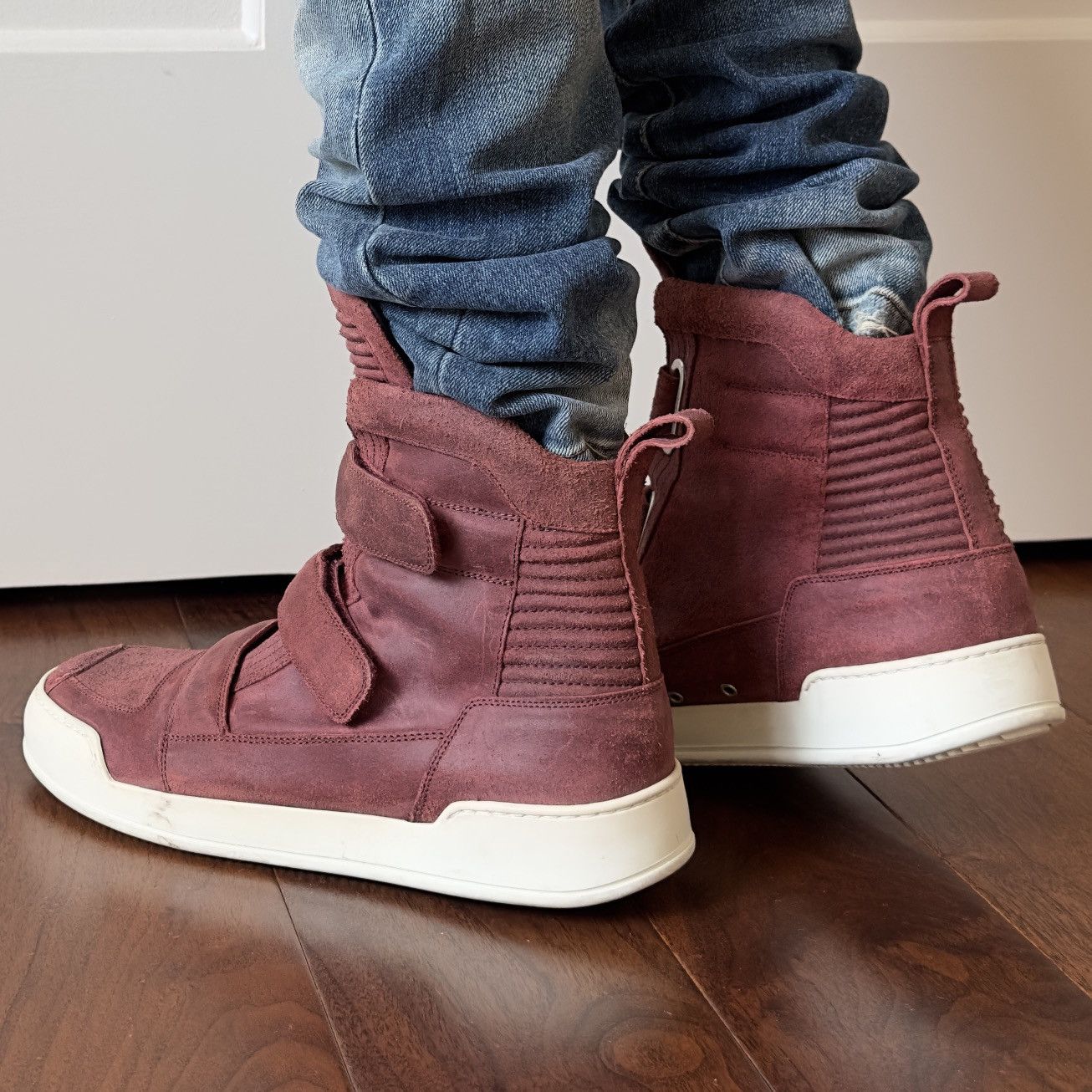 Balmain Balmain 2013 Red Waxed Suede High-Top Sneakers Size US 9 / EU 42 - 5 Thumbnail