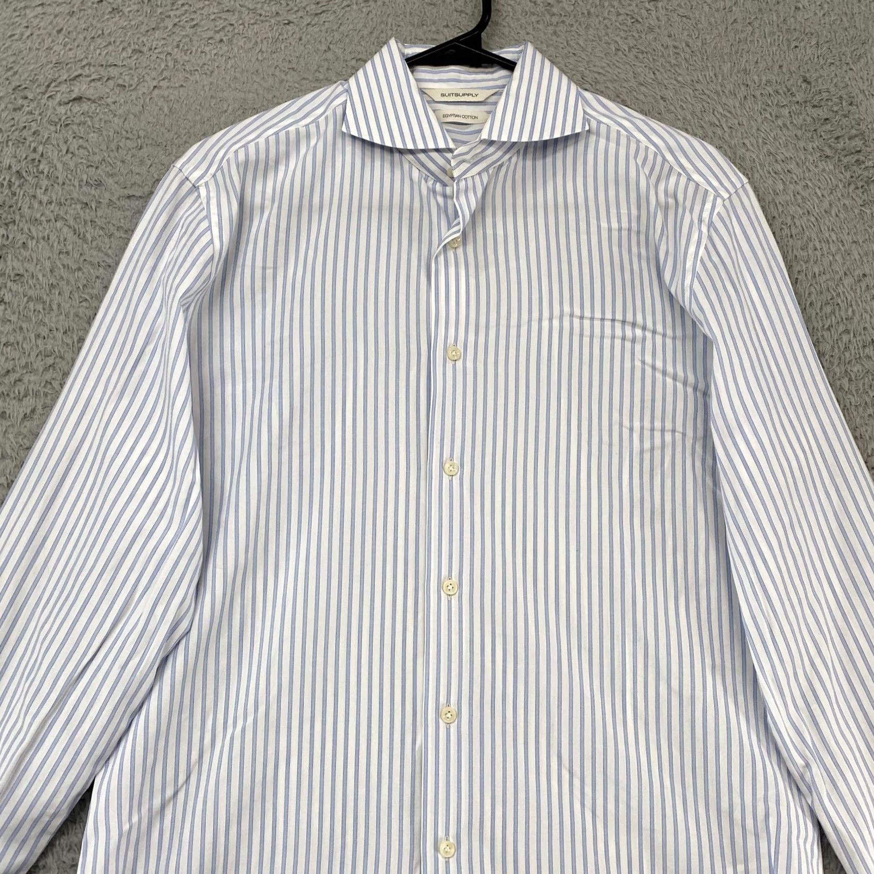 Suitsupply Suitsupply Dress Shirt Mens 15.5 Slim Fit Striped Egyptian Cotton Long Sleeve 39 Size 42R - 3 Thumbnail