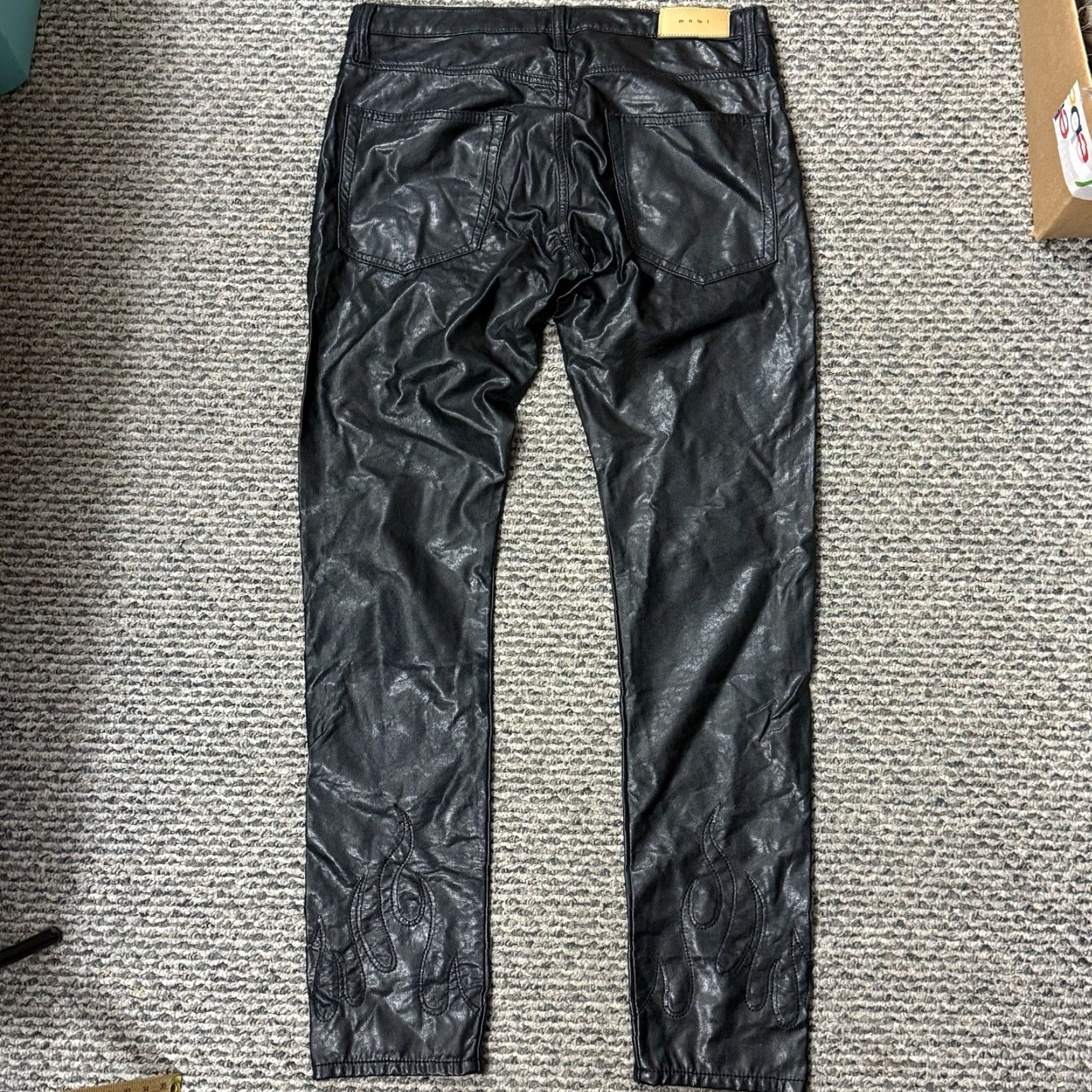MNML MNML Pants Mens 34x32 Black Faux Leather Button Fly Straight Leg Grunge Chino 5-Pocket Style Mens Size US 38 / EU 54 - 6 Thumbnail