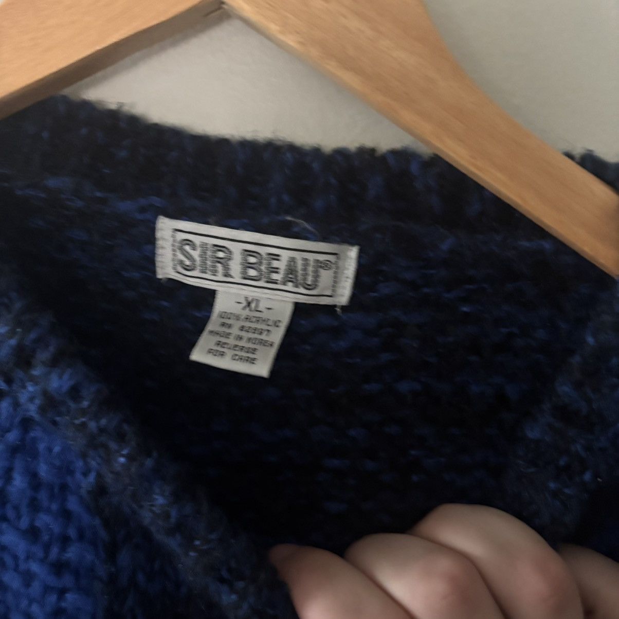 Other VTG 90s Sir Beau Abstract Knit Pullover Sweater Blue Black Size US XL / EU 56 / 4 - 2 Thumbnail