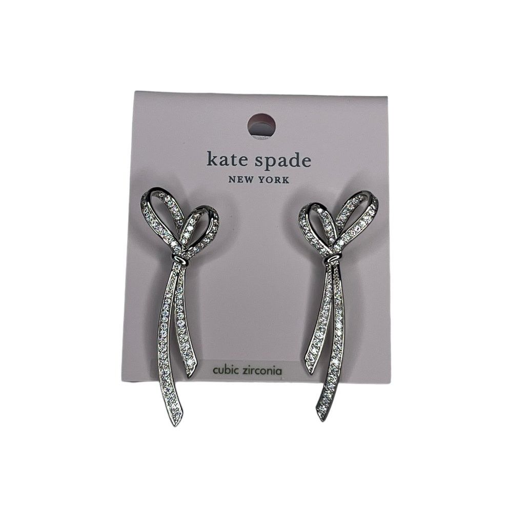Kate Spade Kate Spade All Tied Up Paved Silver Earrings Size ONE SIZE - 1 Thumbnail