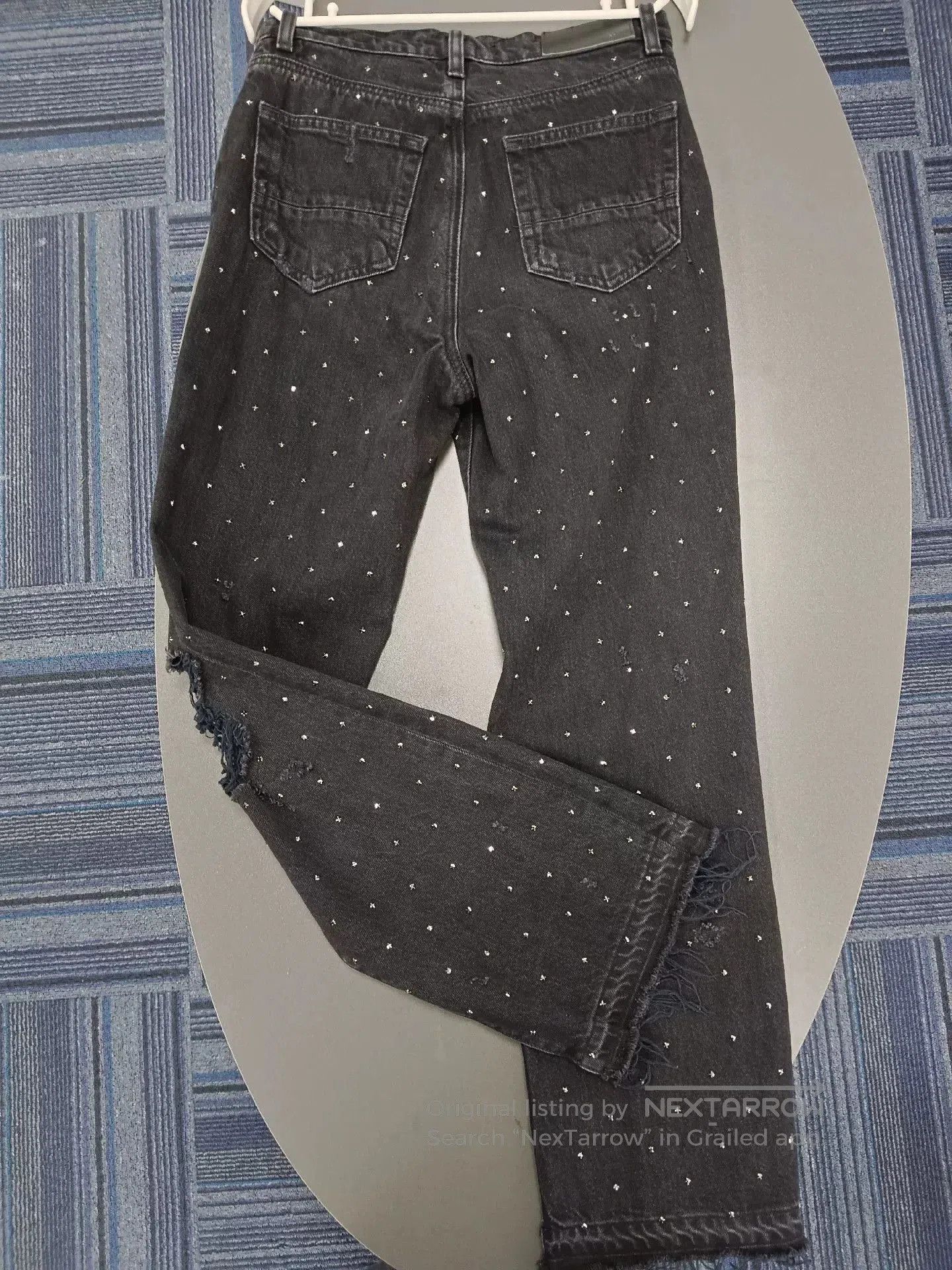 Amiri amiri black distressed denim jeans with rhinestones. Size US 27 - 2 Thumbnail
