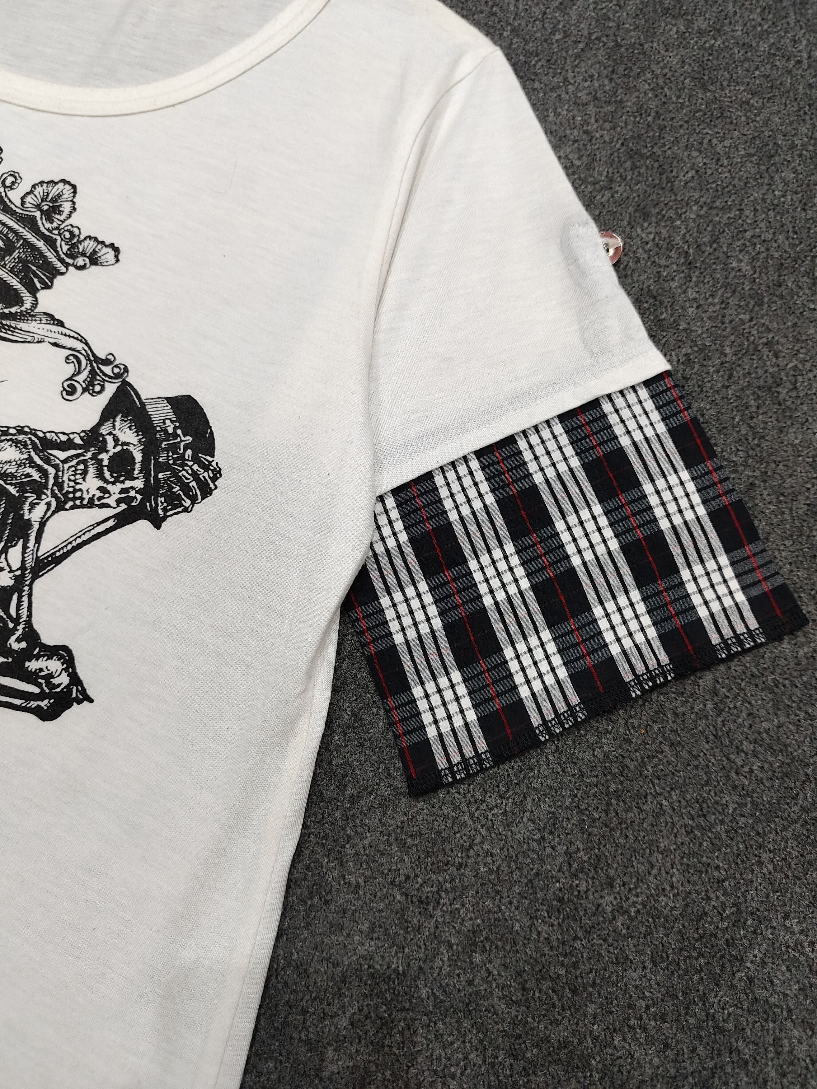 Japanese Brand DOPE❤️‍🔥Algonquins🇯🇵 Crown Skull Art Tartan Sleeve Size L / US 10 / IT 46 - 2 Thumbnail