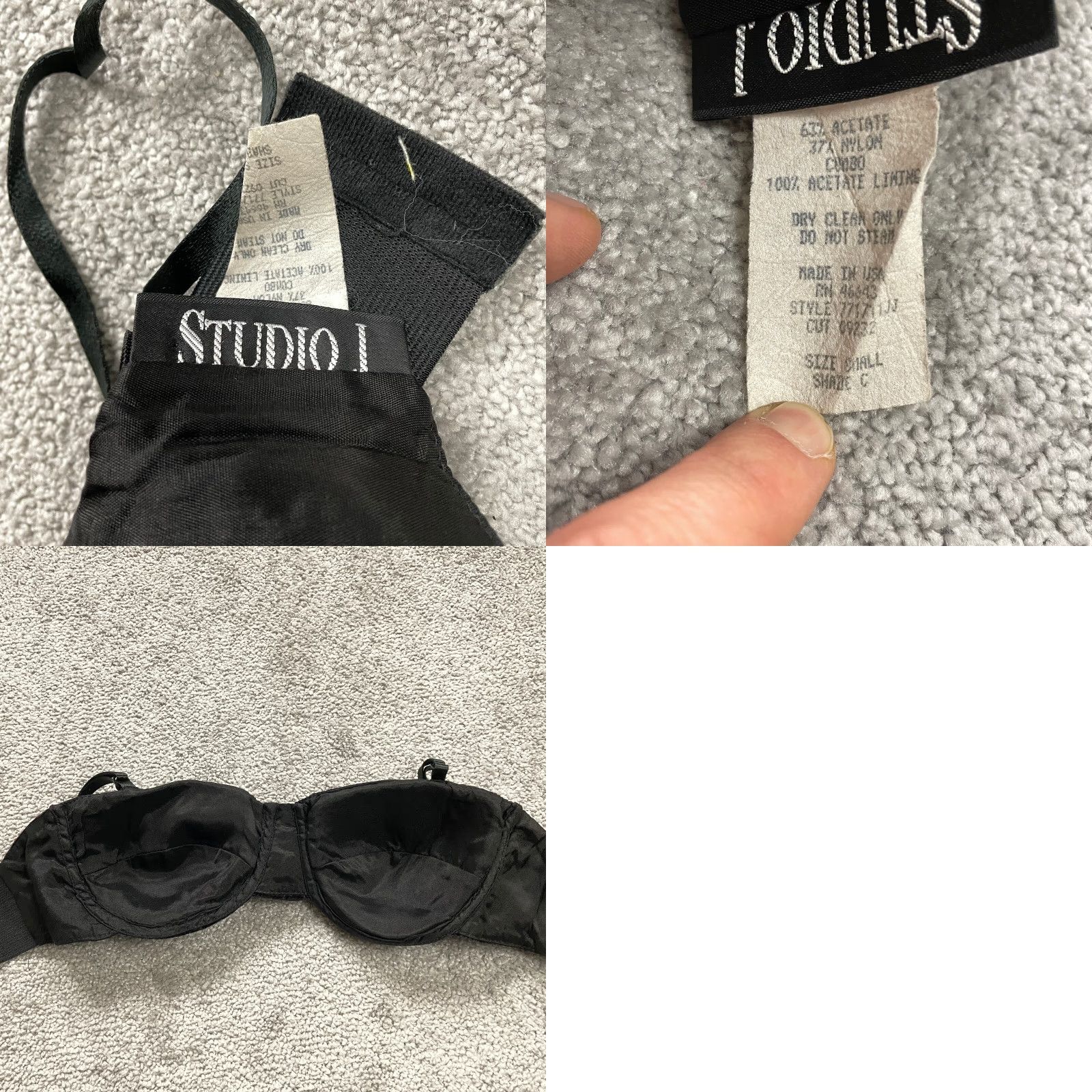 Vintage VINTAGE Studio J Bra Womens Small C Solid Dark Purple Velvet Bralette Wireless Hook & Eye Back Closure 90s Theme Womens/Girls Size ONE SIZE - 8 Thumbnail