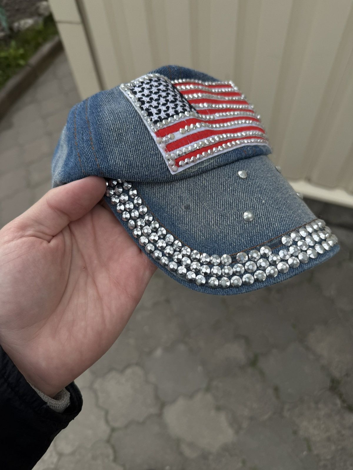 If Six Was Nine Y2K Opium Gothic Punk Style Denim Big American Flag Cap Size ONE SIZE - 9 Thumbnail