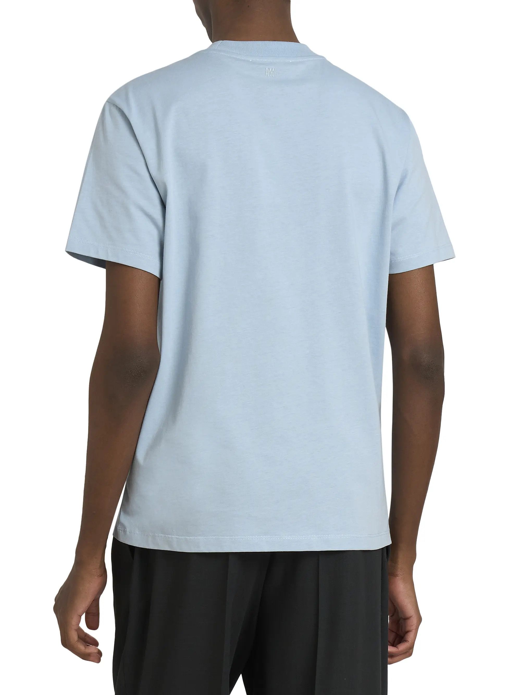 AMI os11x0226 Contrasted Ami de Coeur Cotton T-Shirt in Blue Size US M / EU 48-50 / 2 - 4 Thumbnail