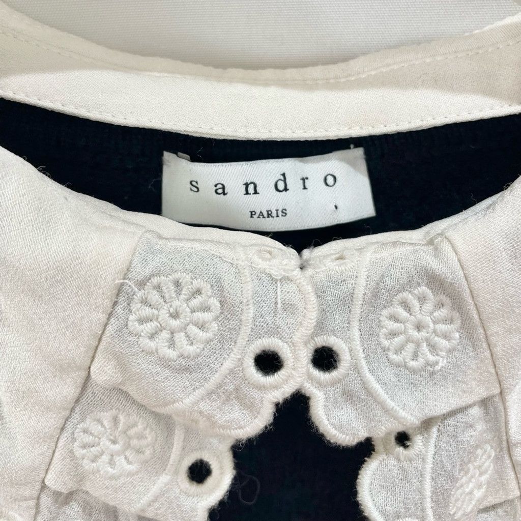 Sandro Sandro Sivane Navy Wool Pilgrim Collar Sweater Size 2(S) Size S / US 4 / IT 40 - 6 Thumbnail