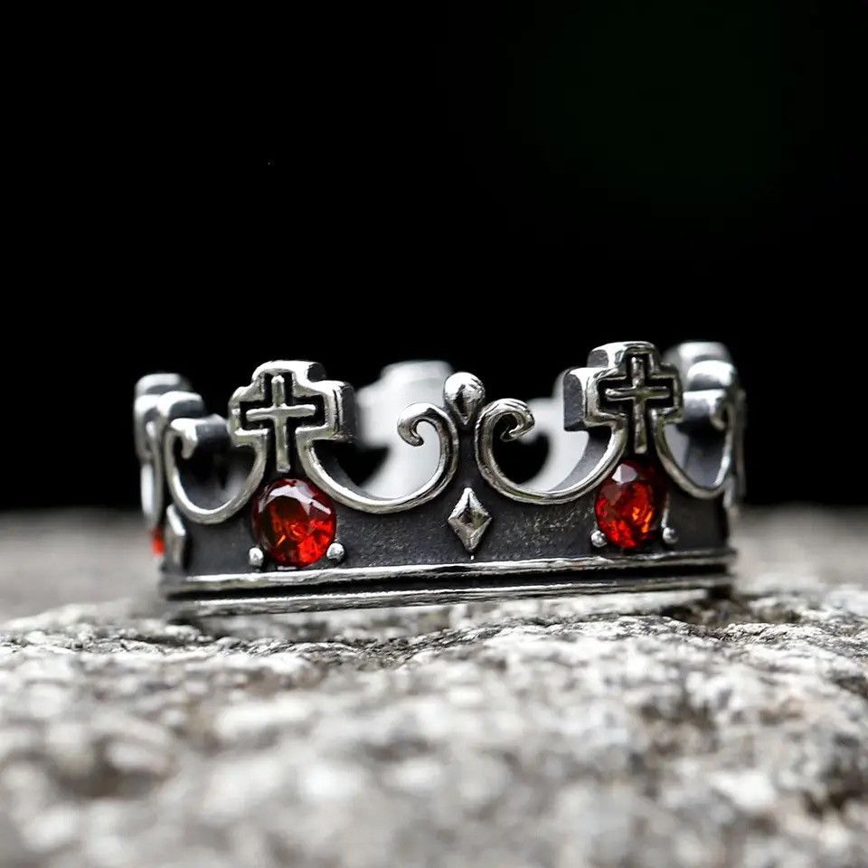 Jewelry Unique Cross Crown Ring Size ONE SIZE - 1 Thumbnail