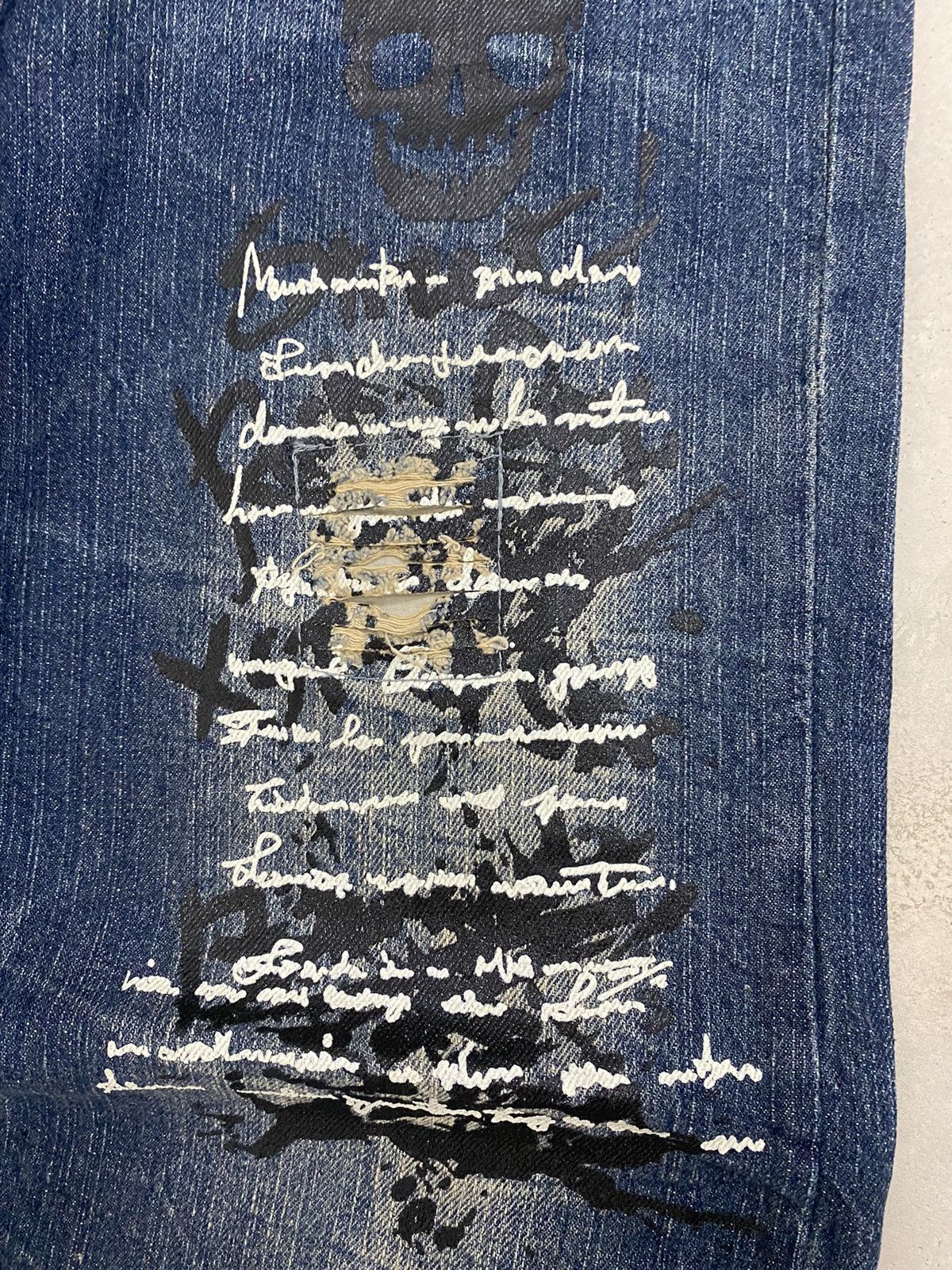 Japanese Brand Batsu Studio Japan Jean Art Poems Clawn Mark Straight Cut Size US 28 / EU 44 - 9 Thumbnail