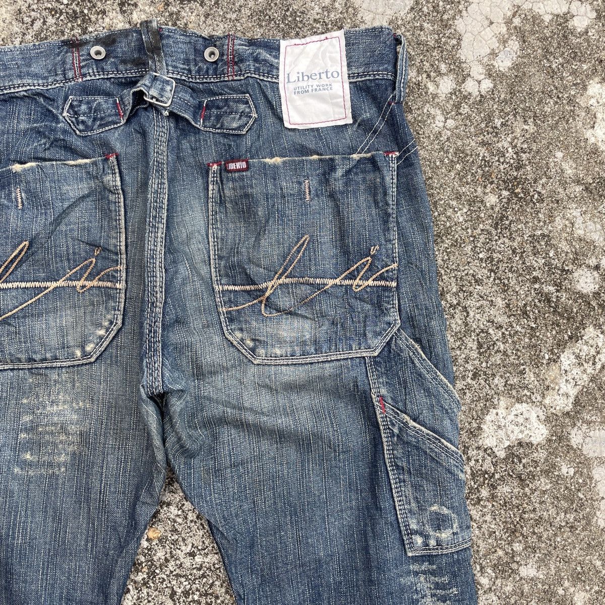 Japanese Brand Vintage Liberto Distressed Buckle Belt Workwear Denim Size US 36 / EU 52 - 9 Thumbnail