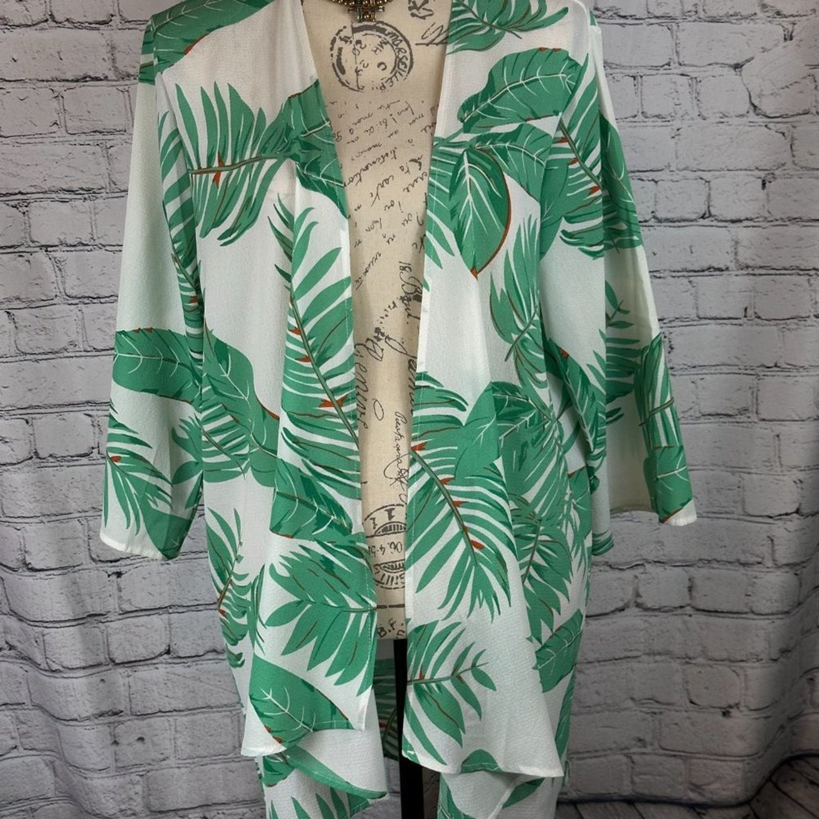 Other Abollria Womens Leaf Print Open Front Kimono- size XL Size XL / US 12-14 / IT 48-50 - 5 Thumbnail