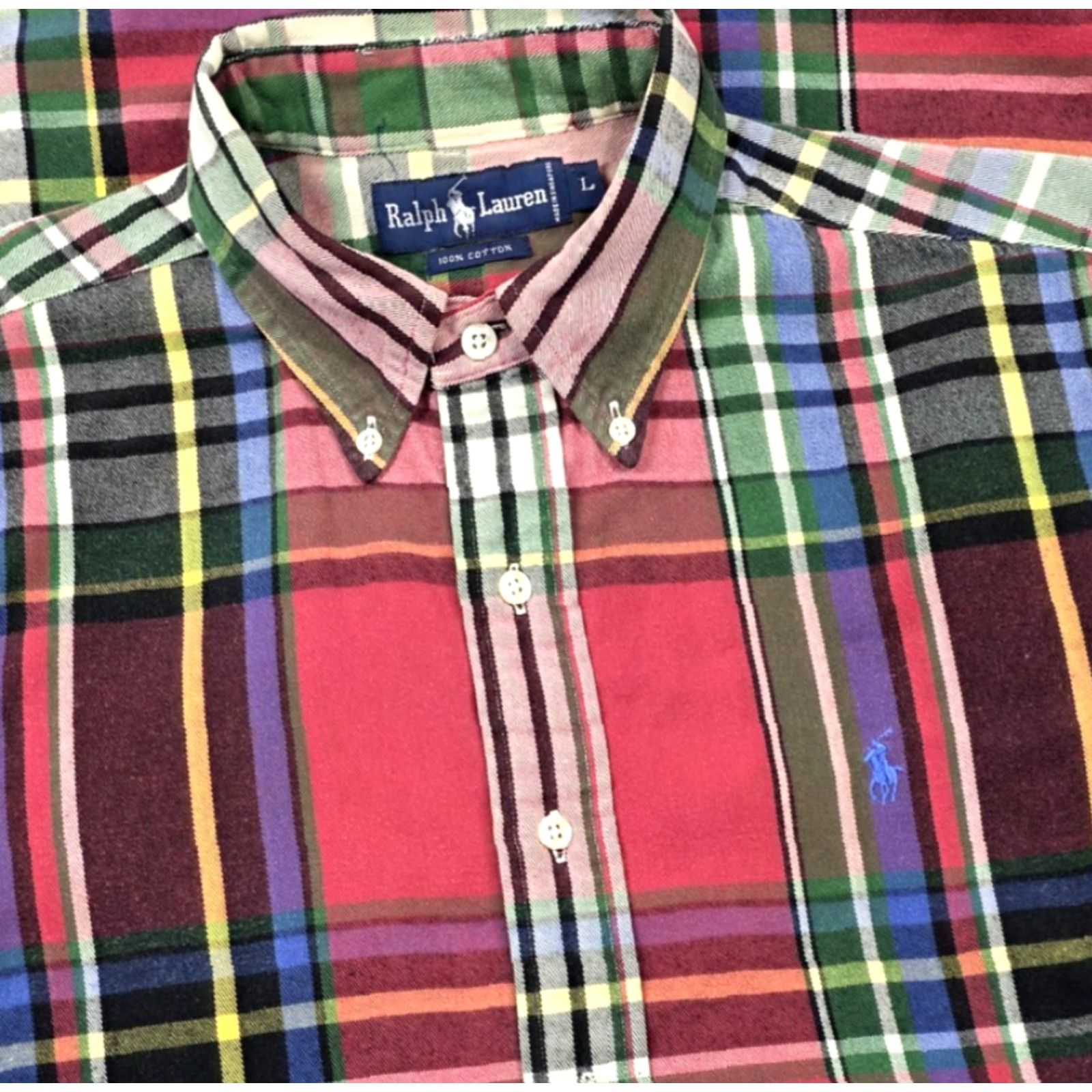 Polo Ralph Lauren VTG Polo Ralph Lauren Shirt Mens L Button-Up Red Multicolor Plaid Flannel 90s Polo Ralph Lauren Shirt Mens L Button-Up Red Multicolor Plaid Flannel Size US L / EU 52-54 / 3 - 2 Thumbnail