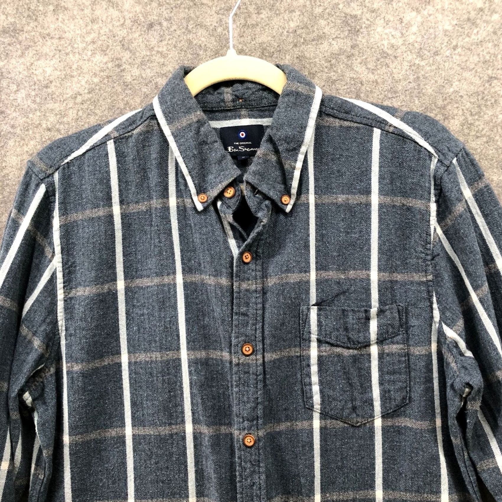 Ben Sherman Ben Sherman Shirt Mens M Blue White Grid Plaid Long Sleeve Cotton Flannel Button-Down Collared Classic Vintage: No Women's? Size US M / EU 48-50 / 2 - 3 Thumbnail
