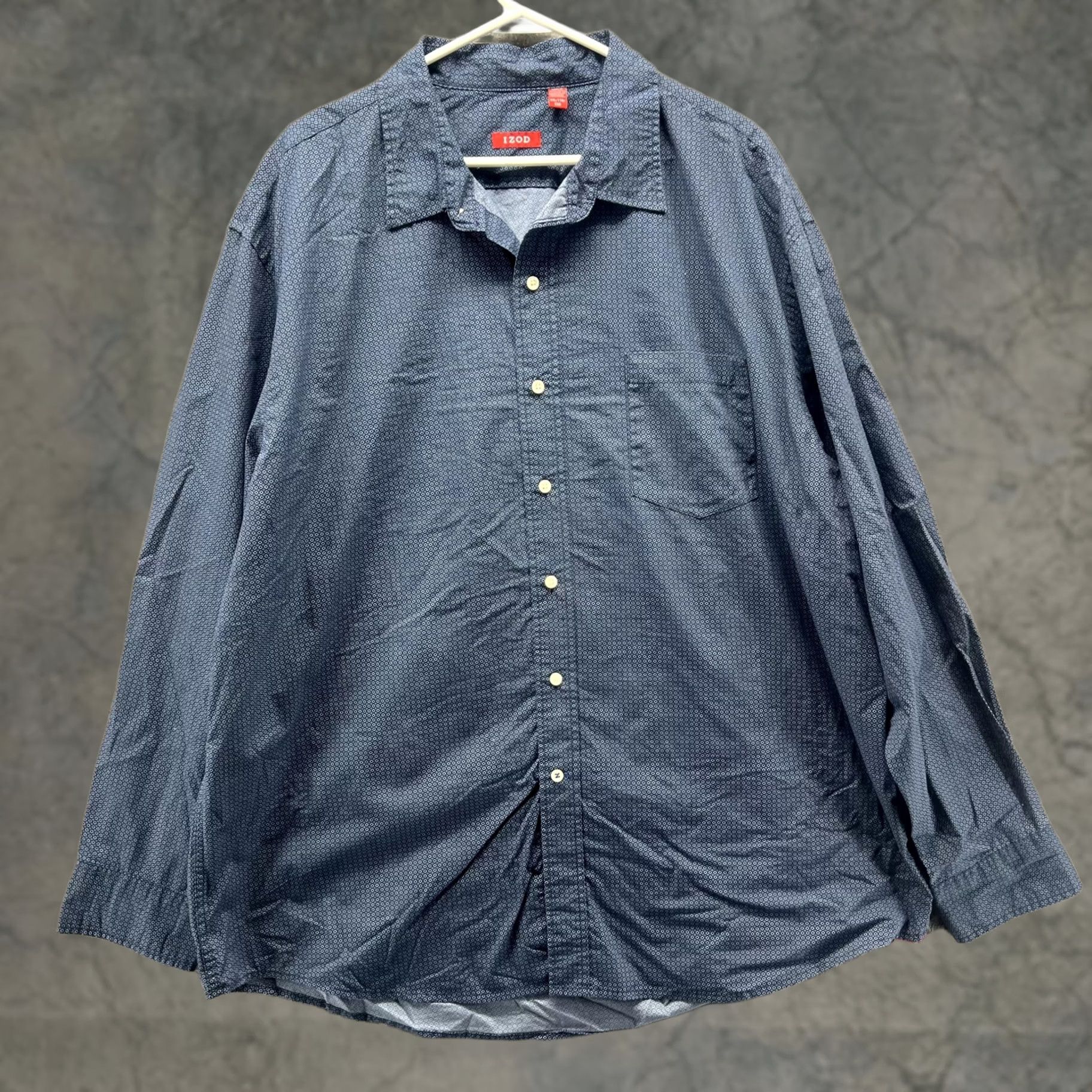 Izod IZOD Shirt Mens 2XL Blue Geometric Long Sleeve Button Front Pocket NEW Woven Size US XXL / EU 58 / 5 - 1 Thumbnail