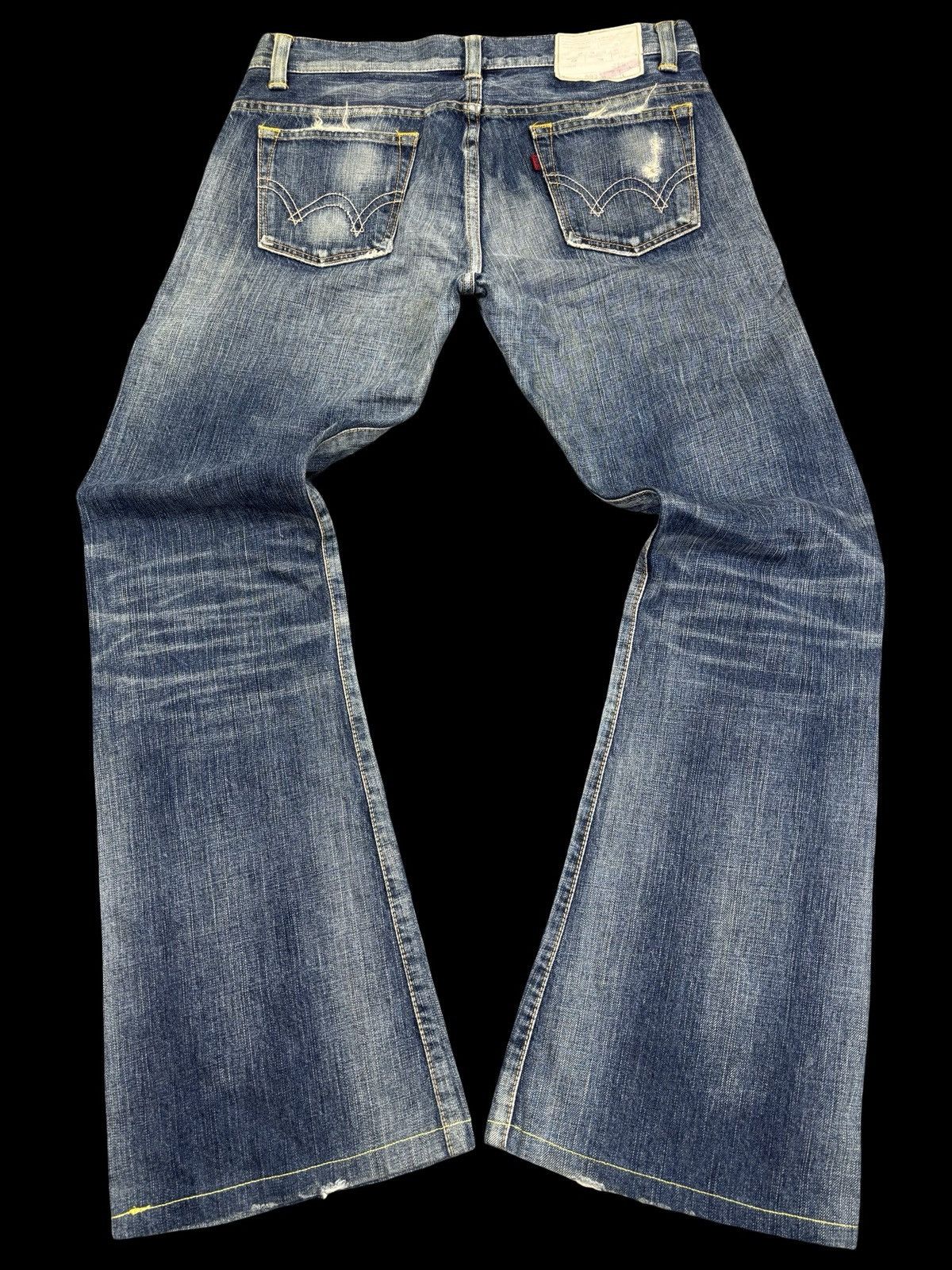 Edwin Flare💥90s Style Edwin Flare Distressed Denim F867 Size 32" / US 10 / IT 46 - 2 Thumbnail