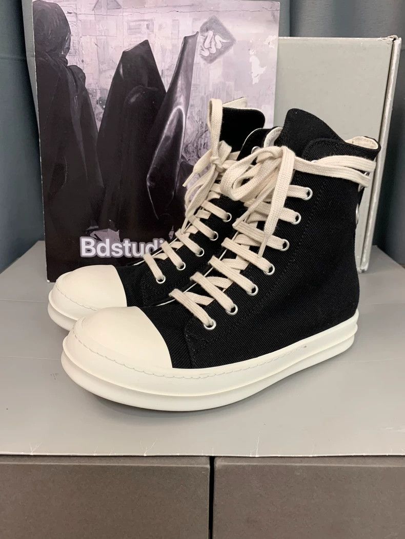 Rick Owens Rick Owens Black and white high-top canvas sneakers Size US 10 / EU 43 - 4 Thumbnail