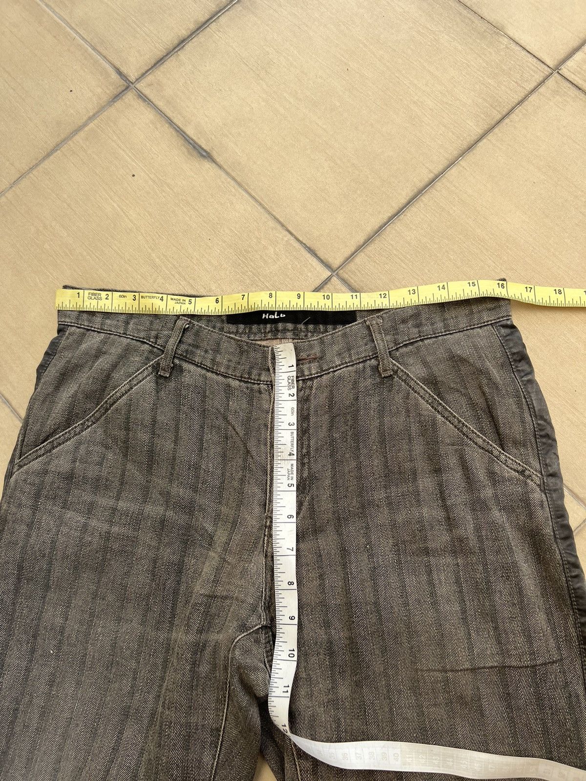 Kiminori Morishita Vintage Halb Japan Faded Border Stripe HBT Hem Flare Pant Size US 31 - 3 Thumbnail